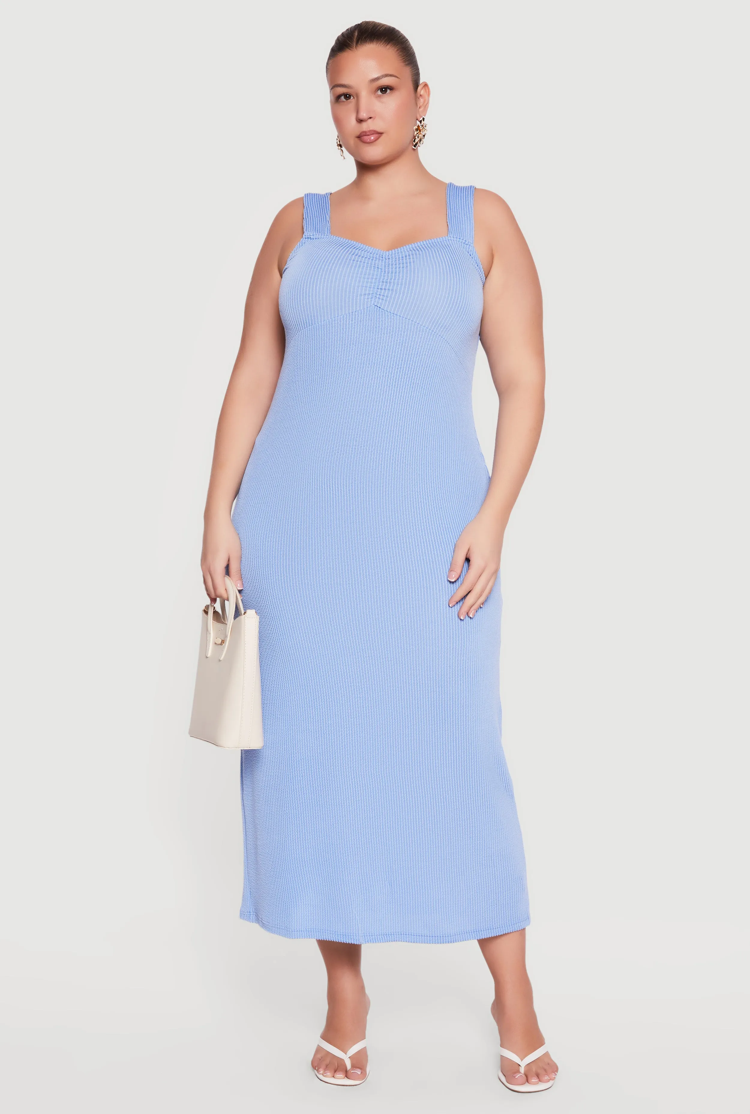 Plus Size Rib Knit Ruched Front Maxi Dress sold by Rainbow product image thumbnail 2