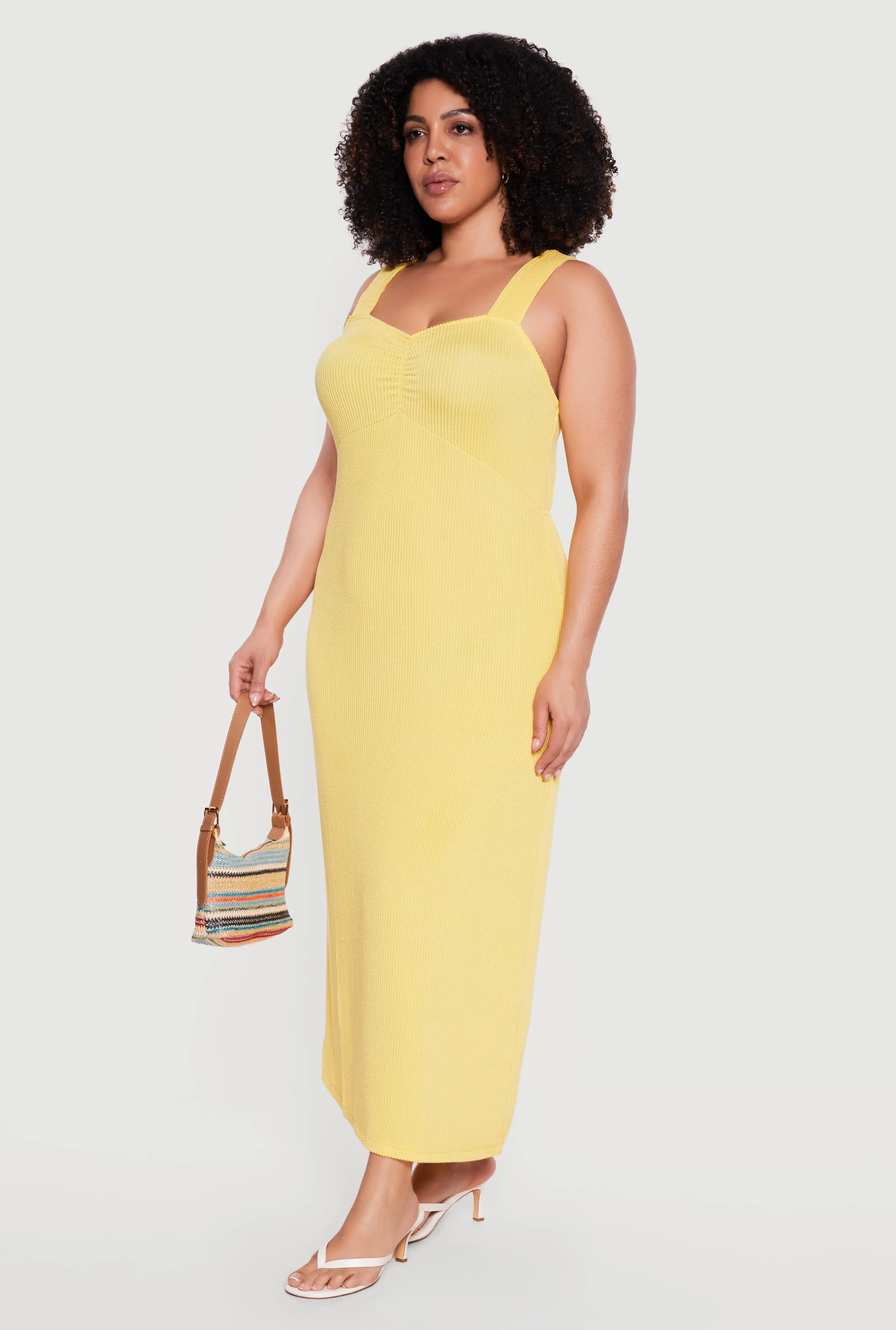 Plus Size Rib Knit Ruched Front Maxi Dress sold by Rainbow product image thumbnail 2