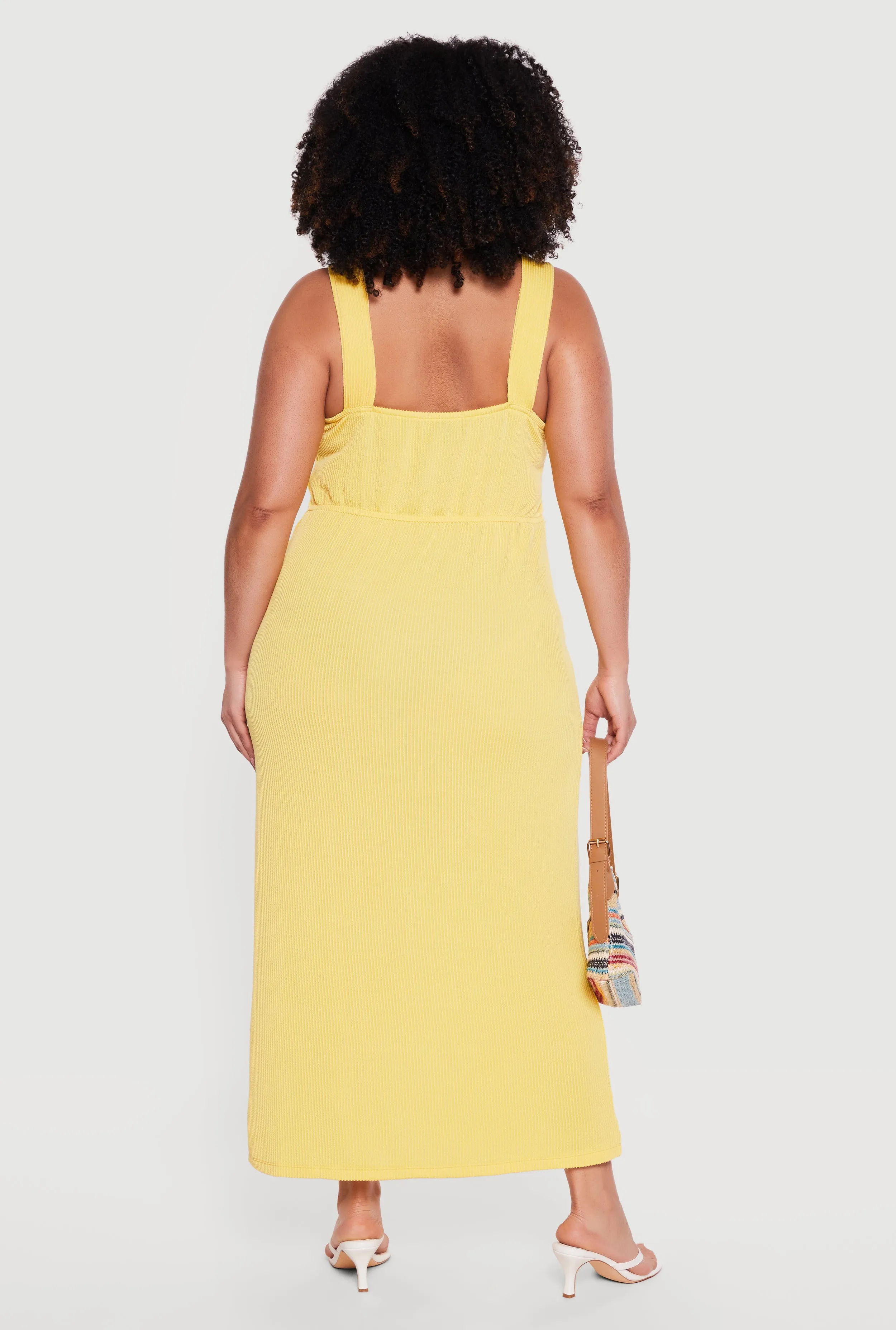 Plus Size Rib Knit Ruched Front Maxi Dress sold by Rainbow product image thumbnail 3