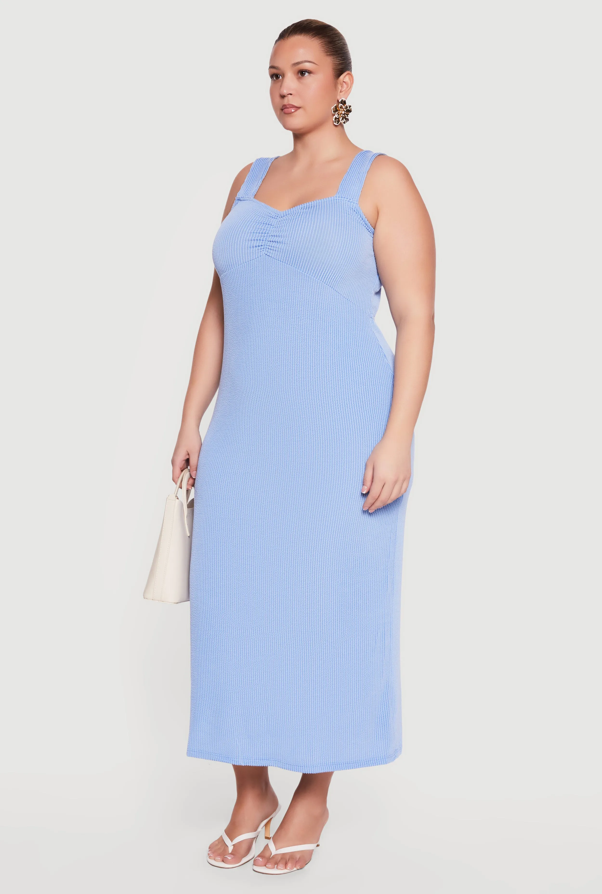 Plus Size Rib Knit Ruched Front Maxi Dress sold by Rainbow product image thumbnail 2