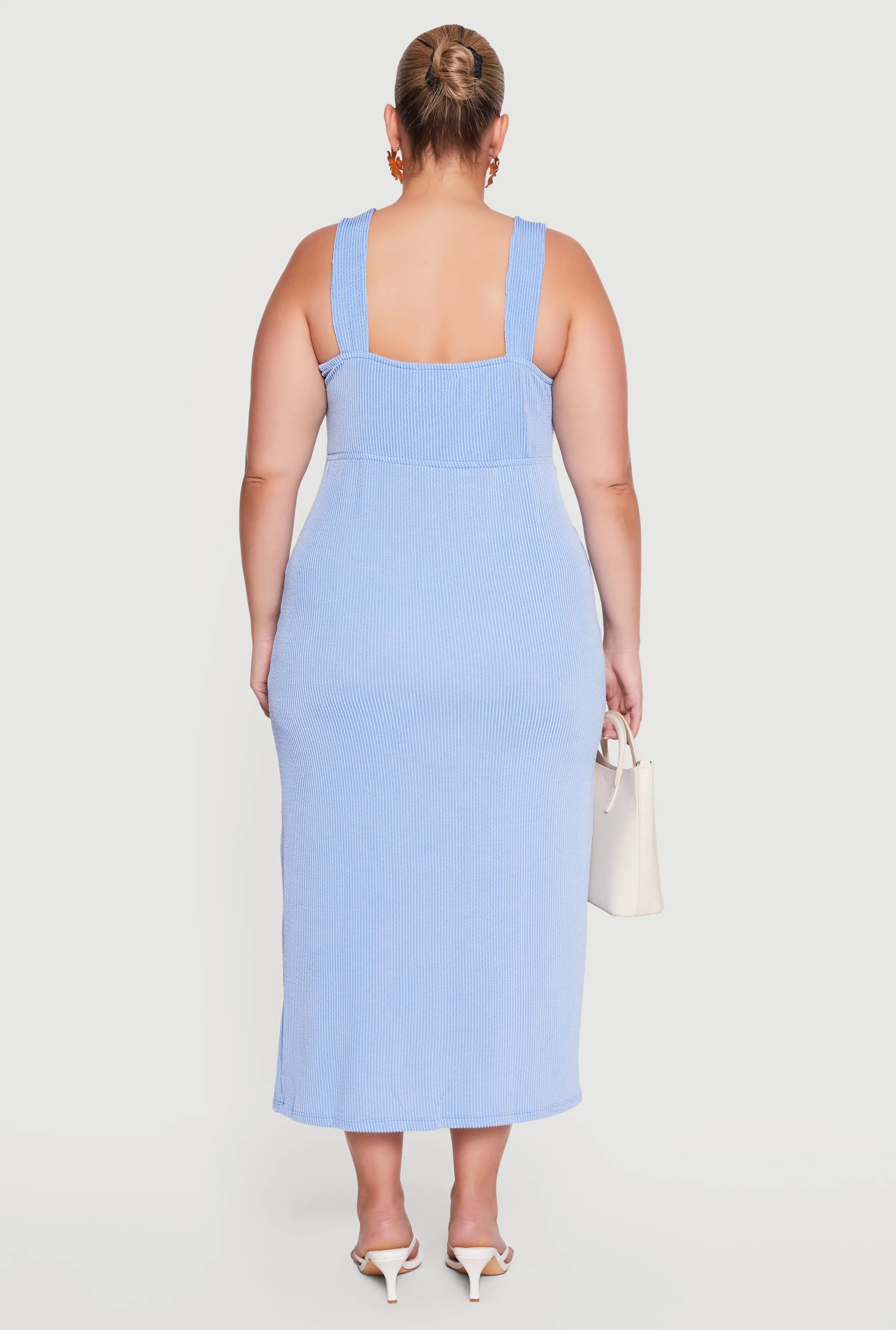 Plus Size Rib Knit Ruched Front Maxi Dress sold by Rainbow product image thumbnail 3