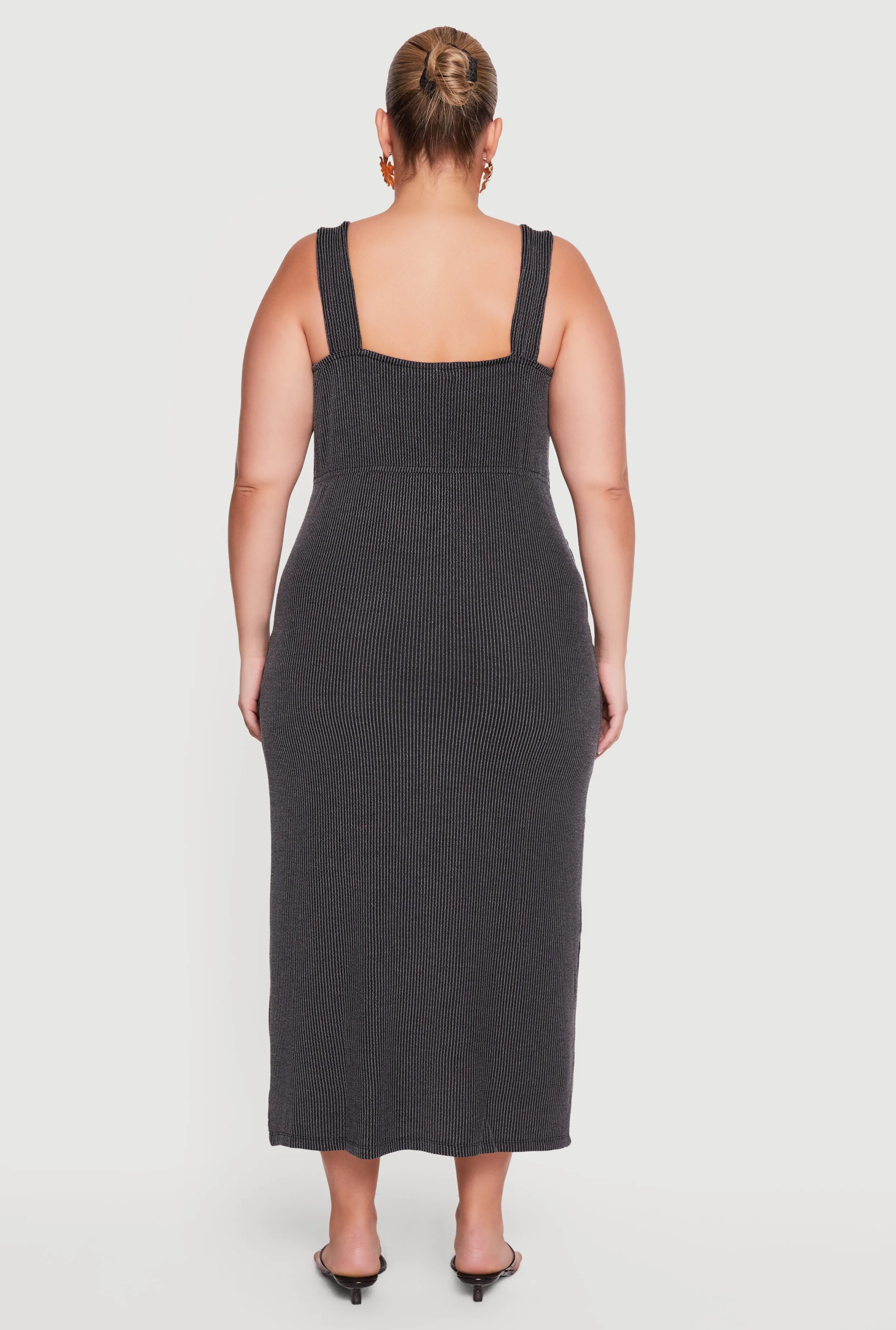 Plus Size Rib Knit Ruched Front Maxi Dress sold by Rainbow product image thumbnail 3