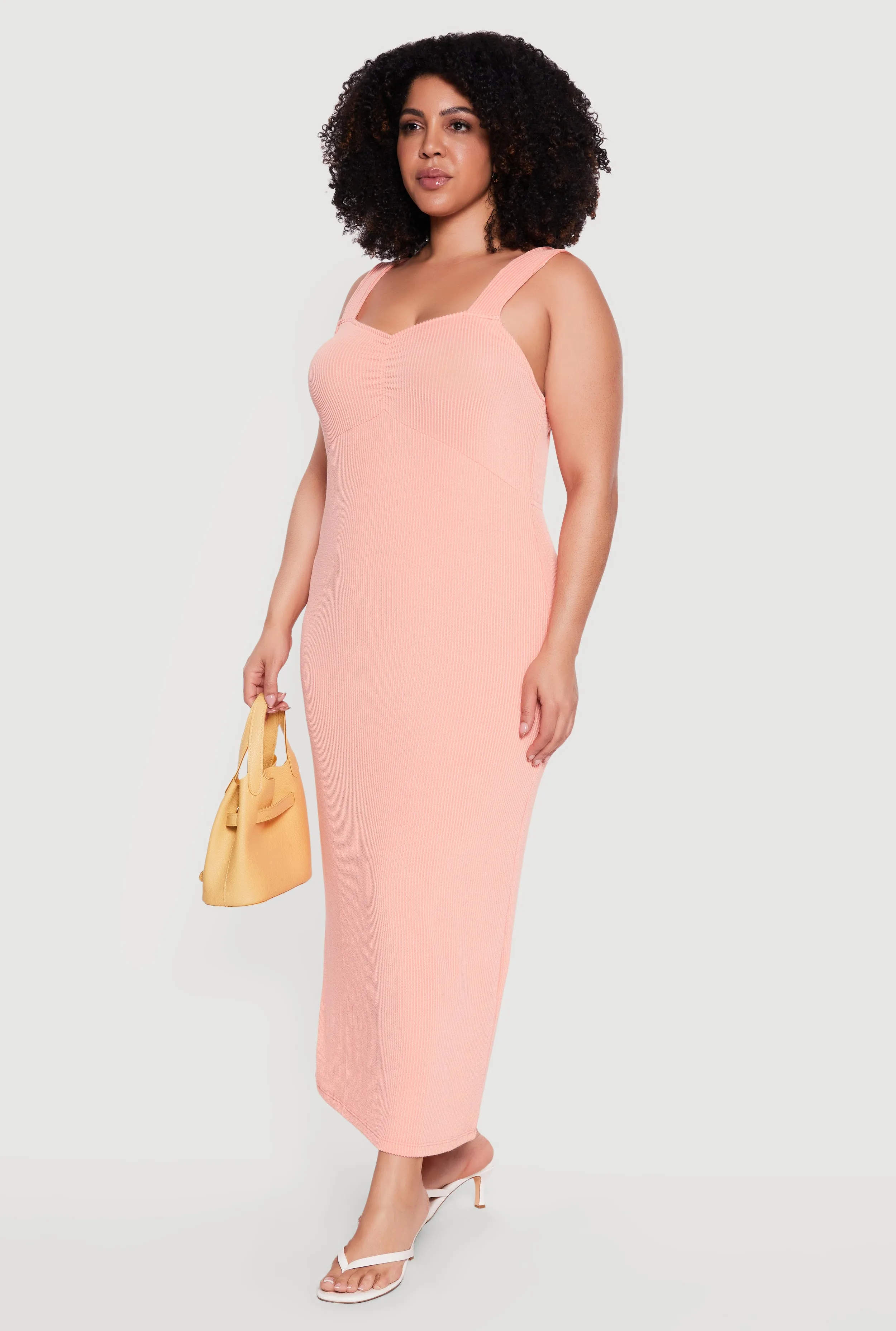 Plus Size Rib Knit Ruched Front Maxi Dress sold by Rainbow product image thumbnail 2