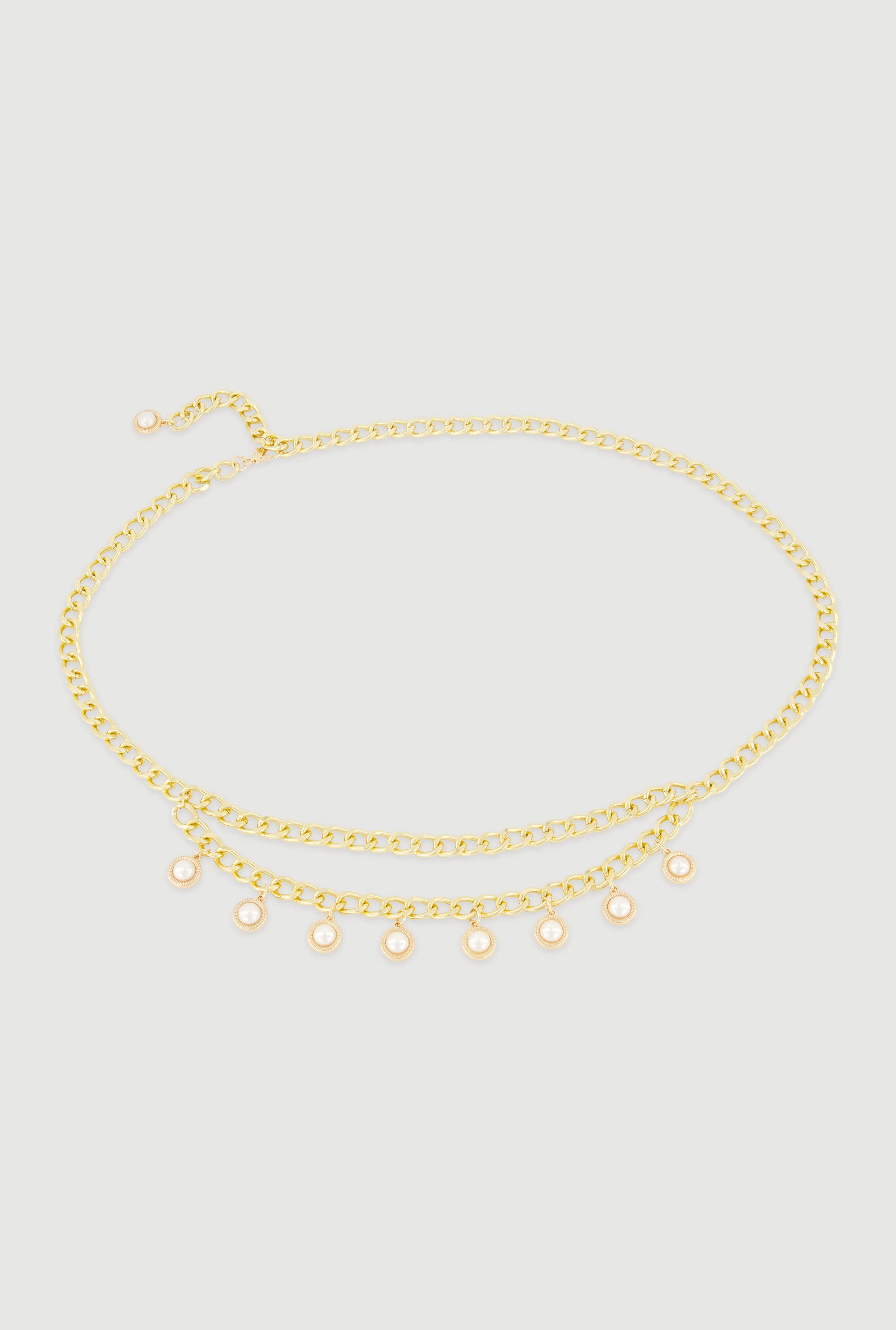 Faux Pearl Metallic Chain Belt sold by Rainbow