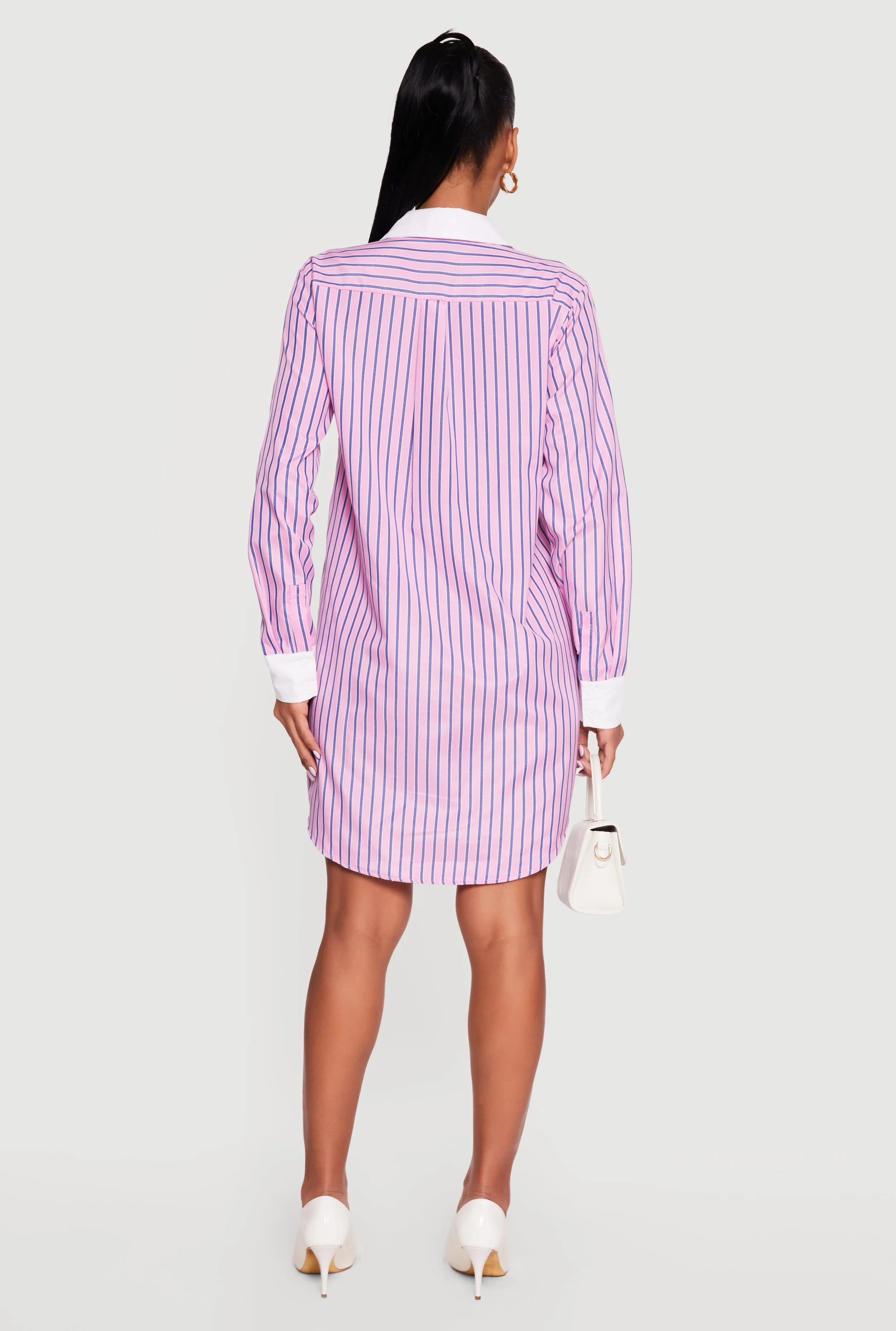 Striped Poplin Button Front Mini Shirt Dress sold by Rainbow product image thumbnail 3