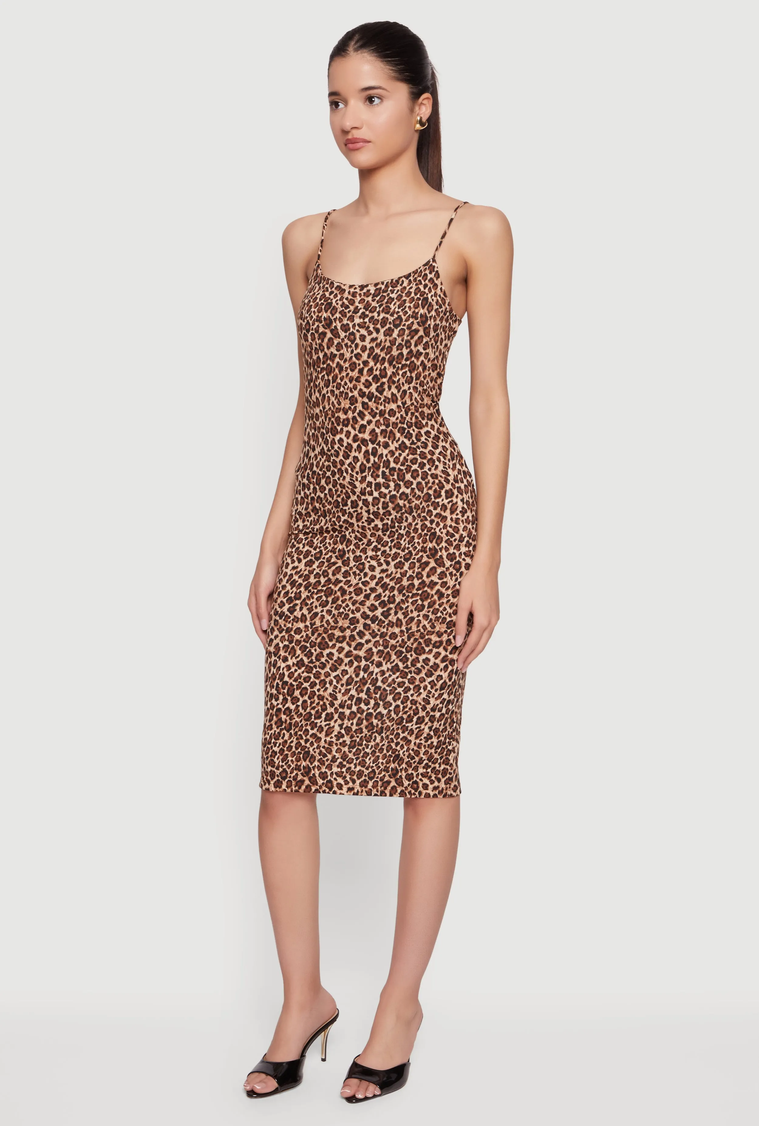 Leopard Print Tie Back Keyhole Cami Midi Dress sold by Rainbow product image thumbnail 2