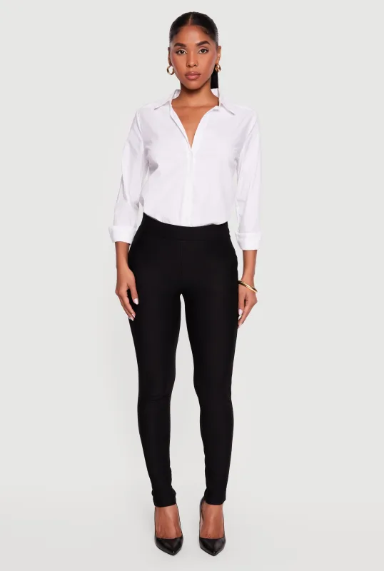 Solid Ponte High Waisted Skinny Pants sold by Rainbow