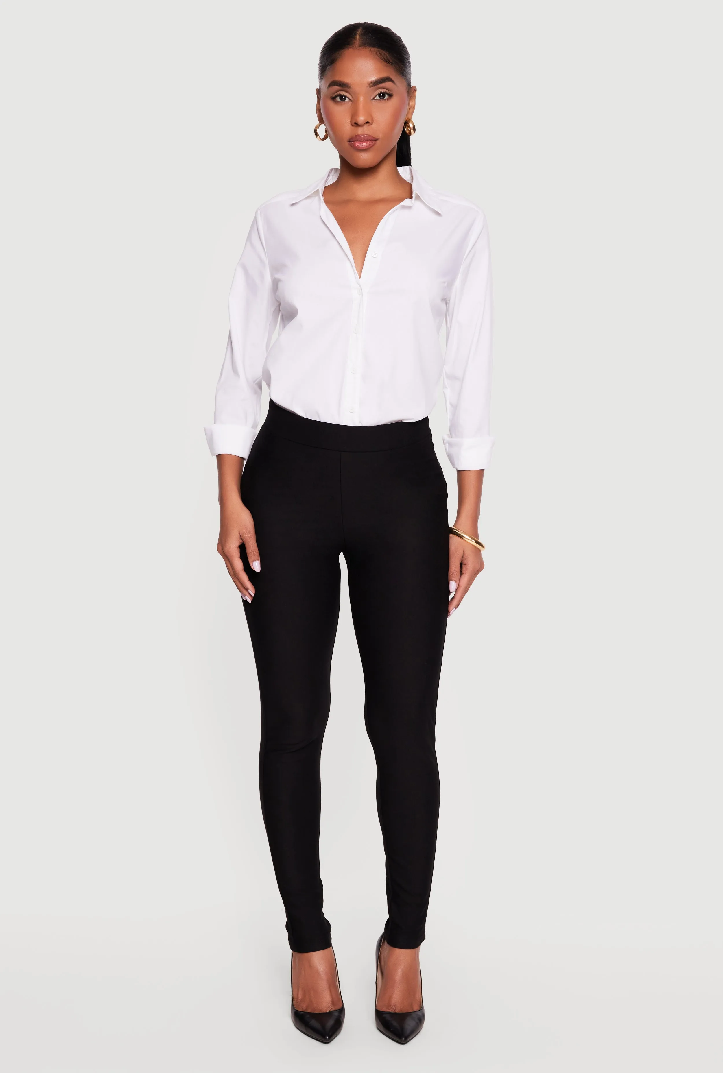 Solid Ponte High Waisted Skinny Pants sold by Rainbow