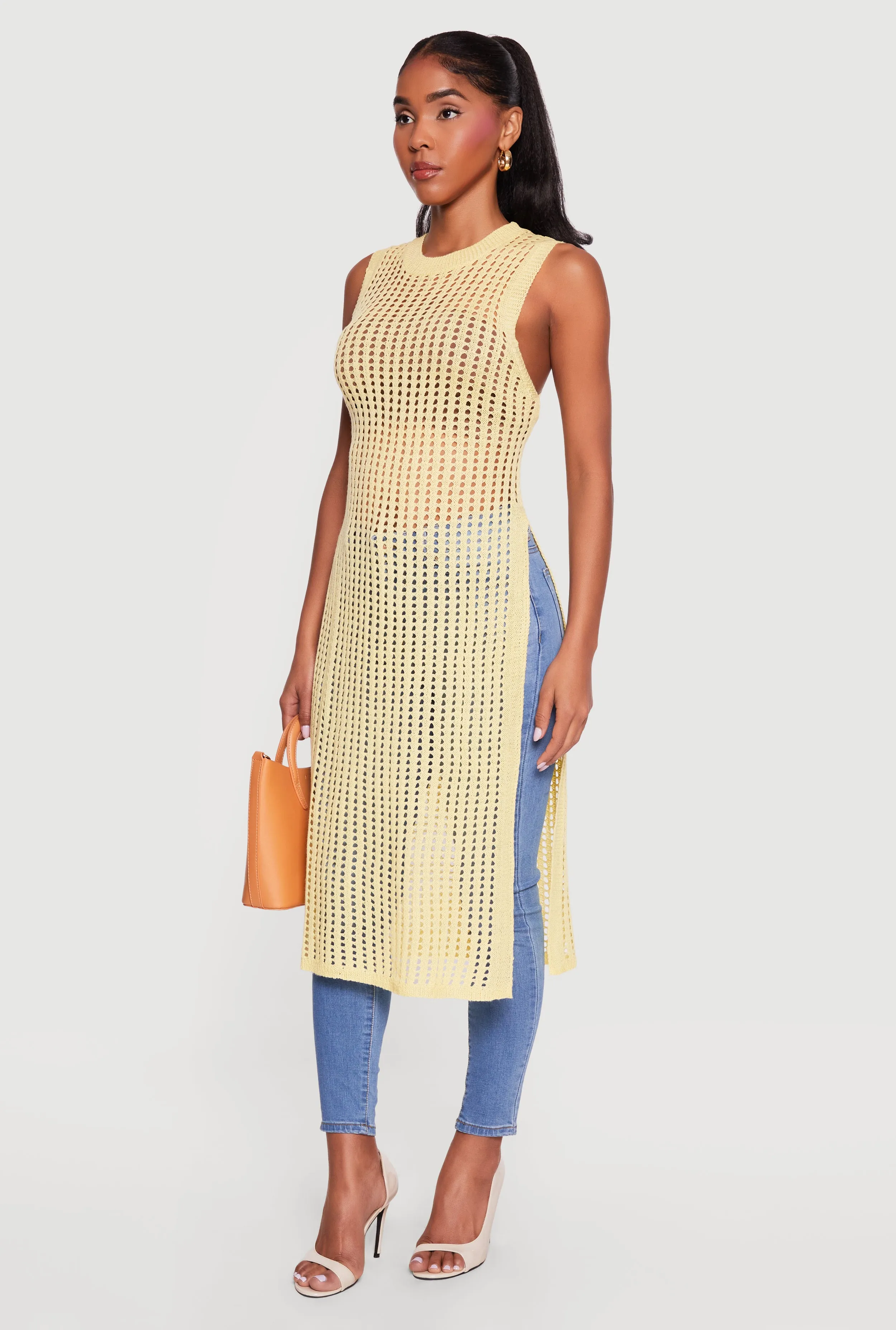 Crochet Sleeveless Side Slit Maxi Top sold by Rainbow product image thumbnail 2