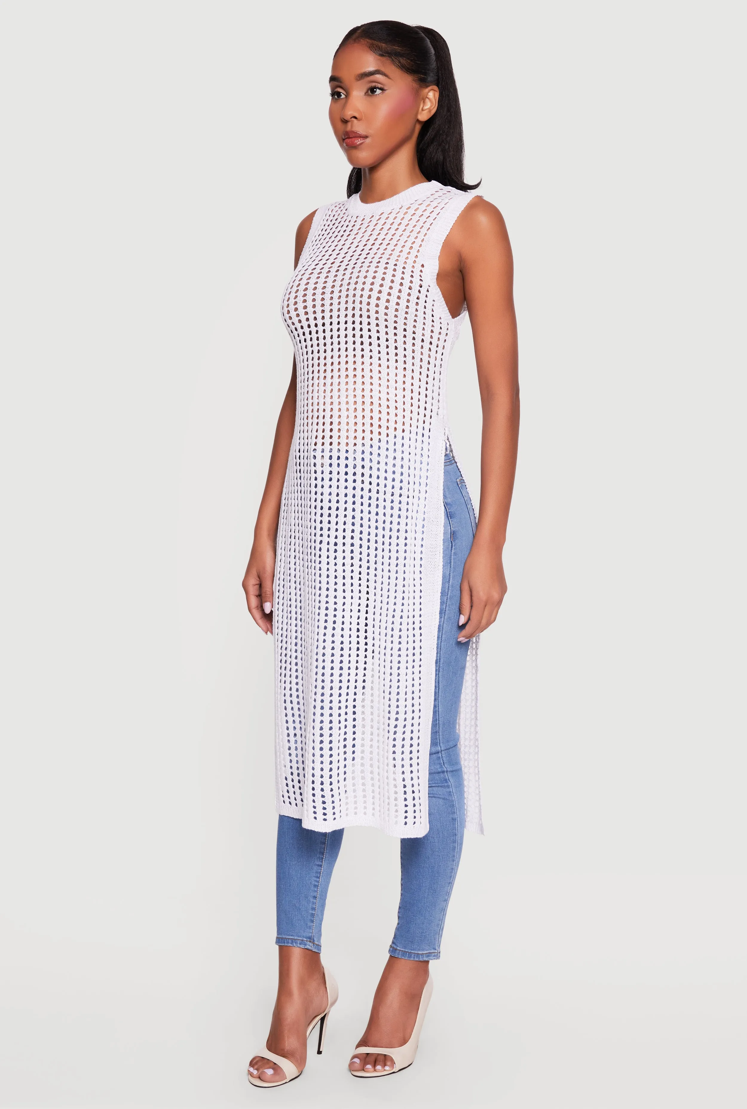 Crochet Sleeveless Side Slit Maxi Top sold by Rainbow product image thumbnail 2