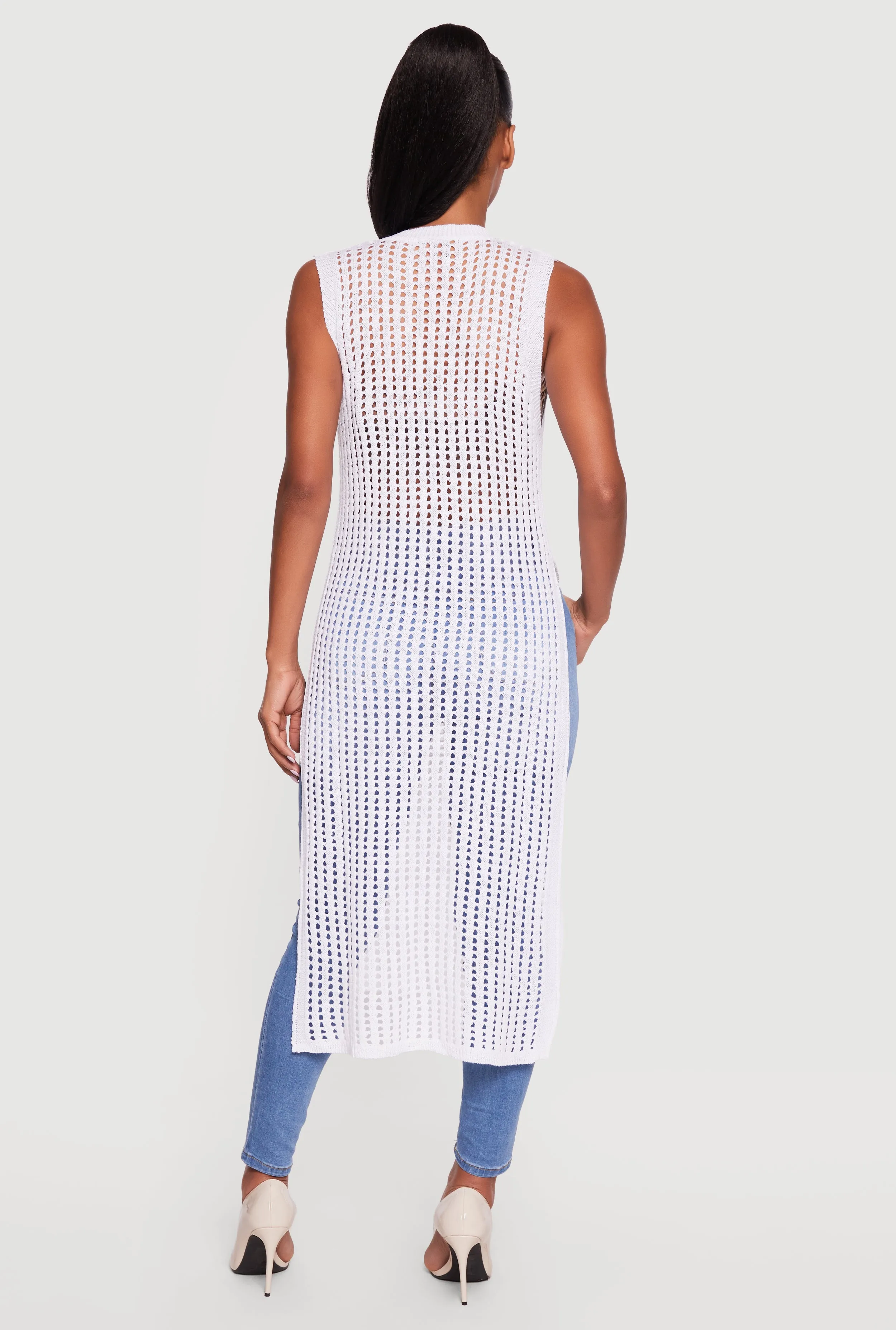 Crochet Sleeveless Side Slit Maxi Top sold by Rainbow product image thumbnail 3