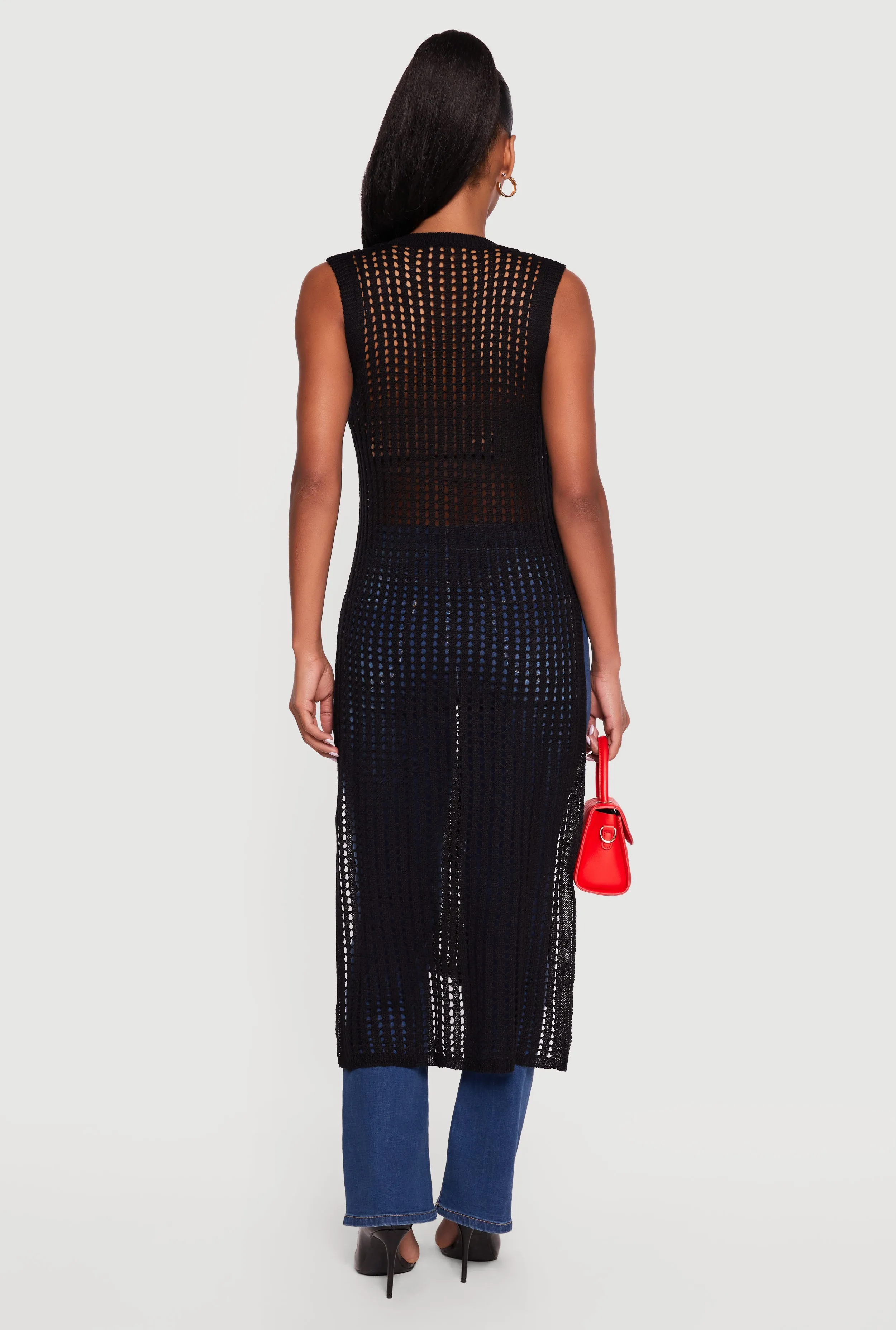 Crochet Sleeveless Side Slit Maxi Top sold by Rainbow product image thumbnail 3