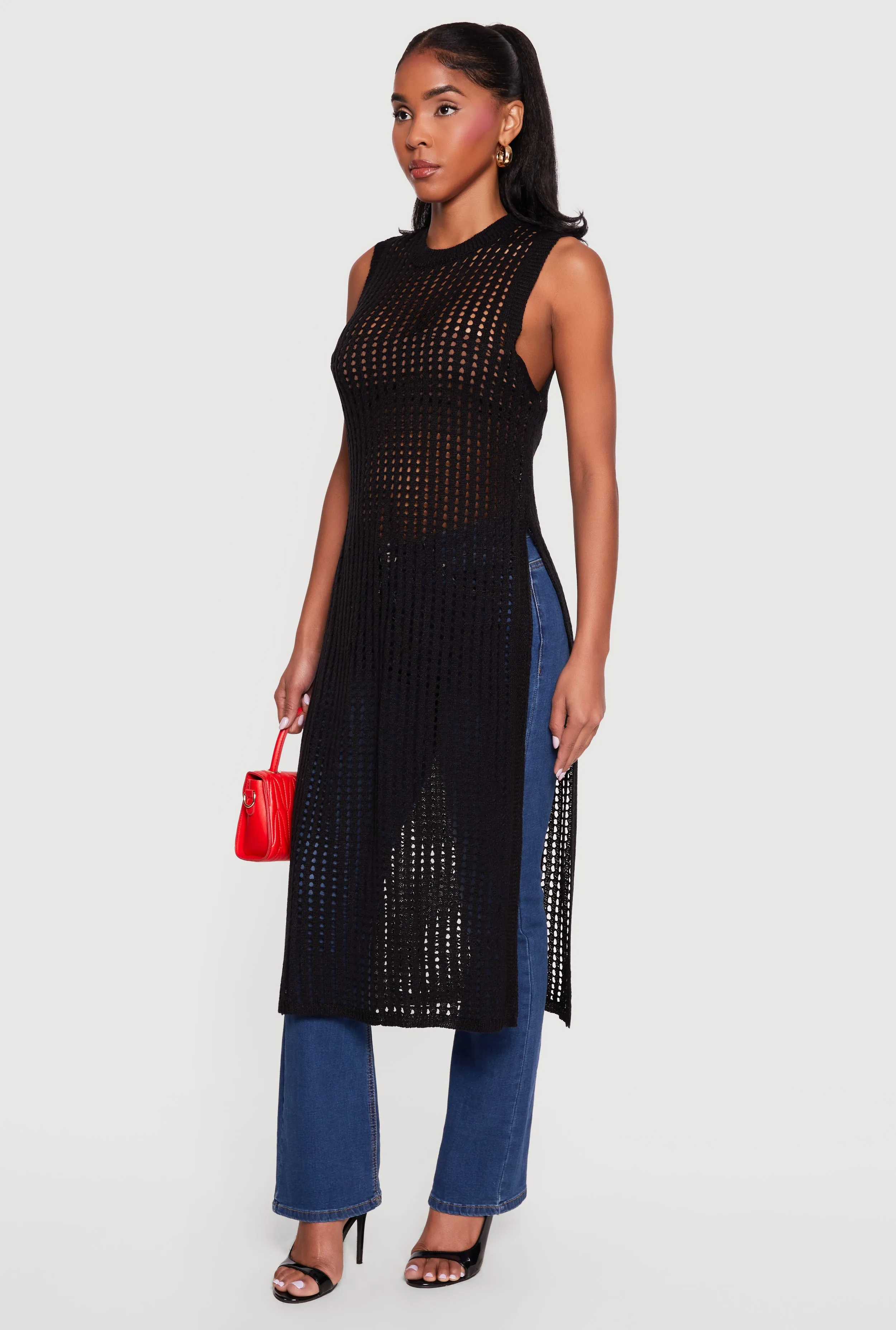 Crochet Sleeveless Side Slit Maxi Top sold by Rainbow product image thumbnail 2