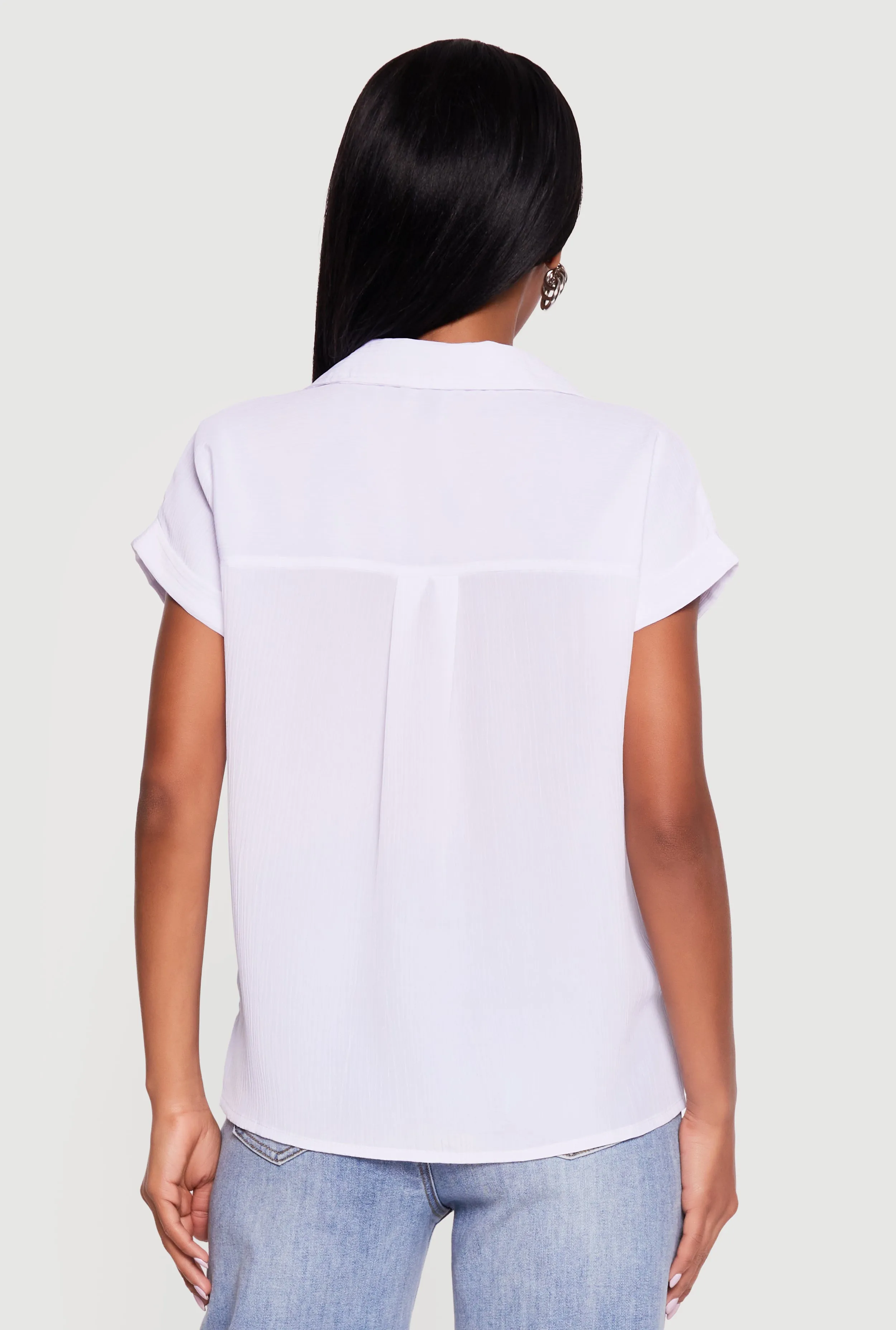 Solid Textured Knit Short Sleeve Button Front Shirt sold by Rainbow product image thumbnail 5