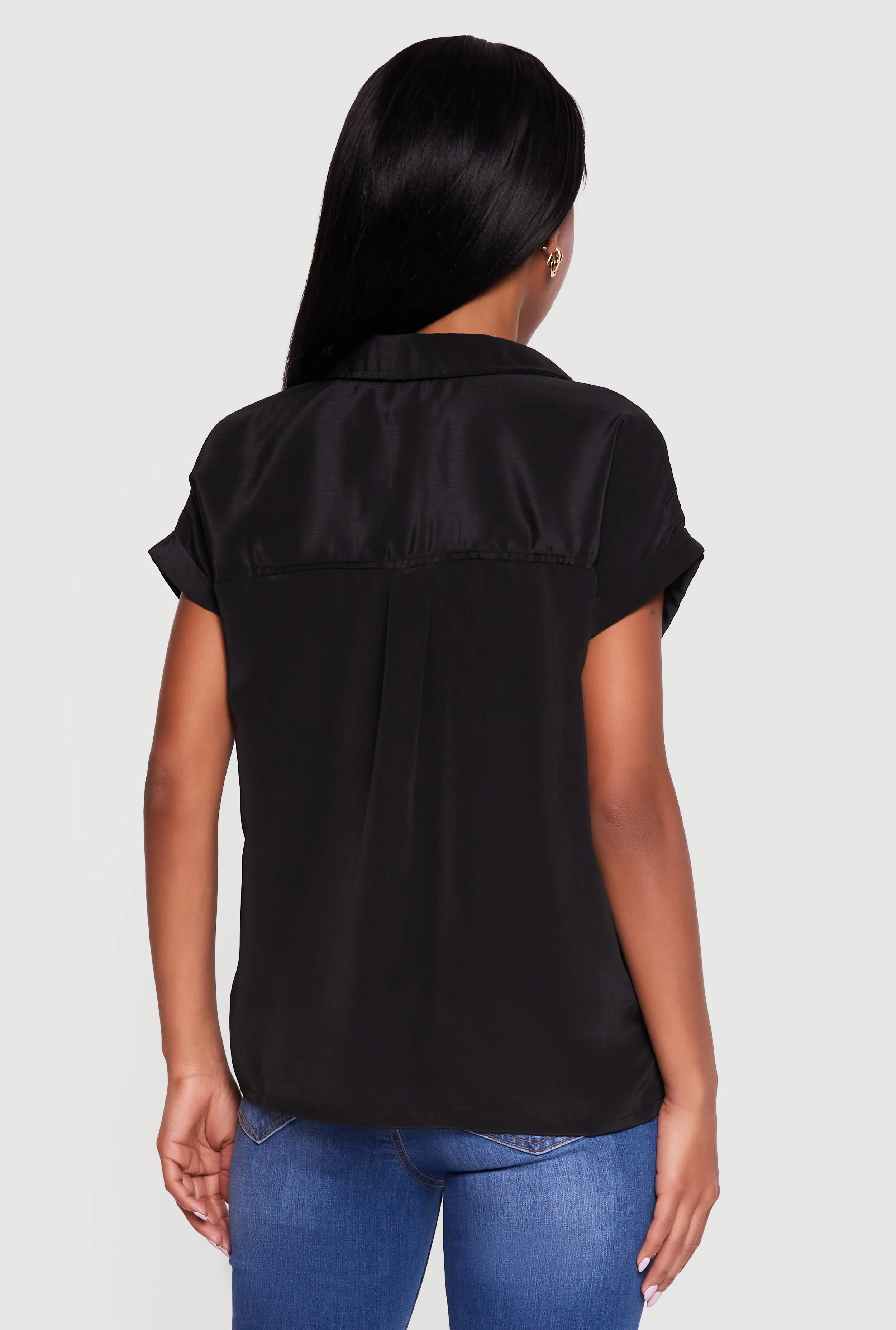 Solid Textured Knit Short Sleeve Button Front Shirt sold by Rainbow product image thumbnail 5