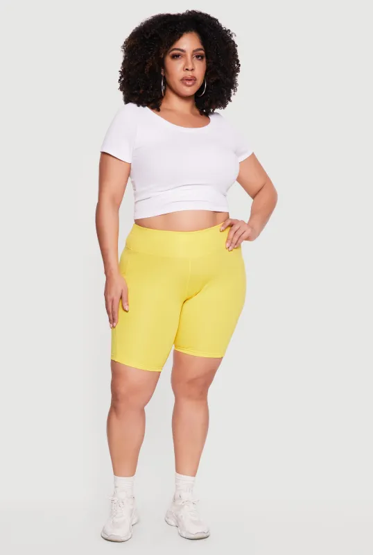 Plus Size High Waisted Side Pocket Bike Shorts made by Rainbow