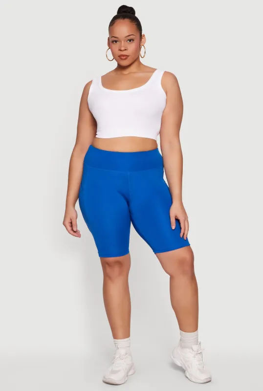 Plus Size Side Pocket High Waisted Biker Shorts made by Rainbow