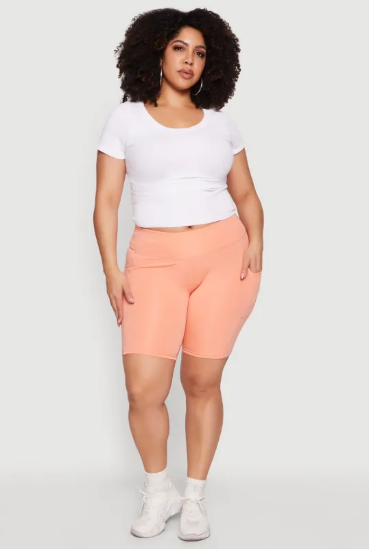 Plus Size High Waisted Side Pocket Bike Shorts made by Rainbow