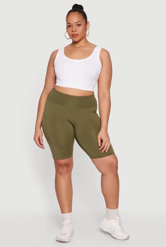 Plus Size Side Pocket High Waisted Biker Shorts made by Rainbow