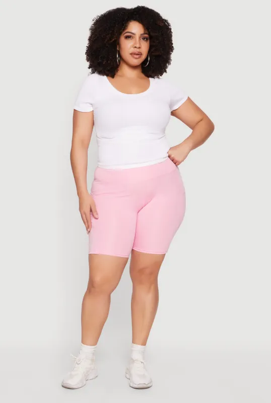 Plus Size High Waisted Side Pocket Bike Shorts made by Rainbow