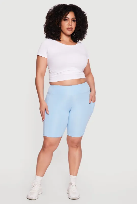 Plus Size High Waisted Side Pocket Bike Shorts made by Rainbow