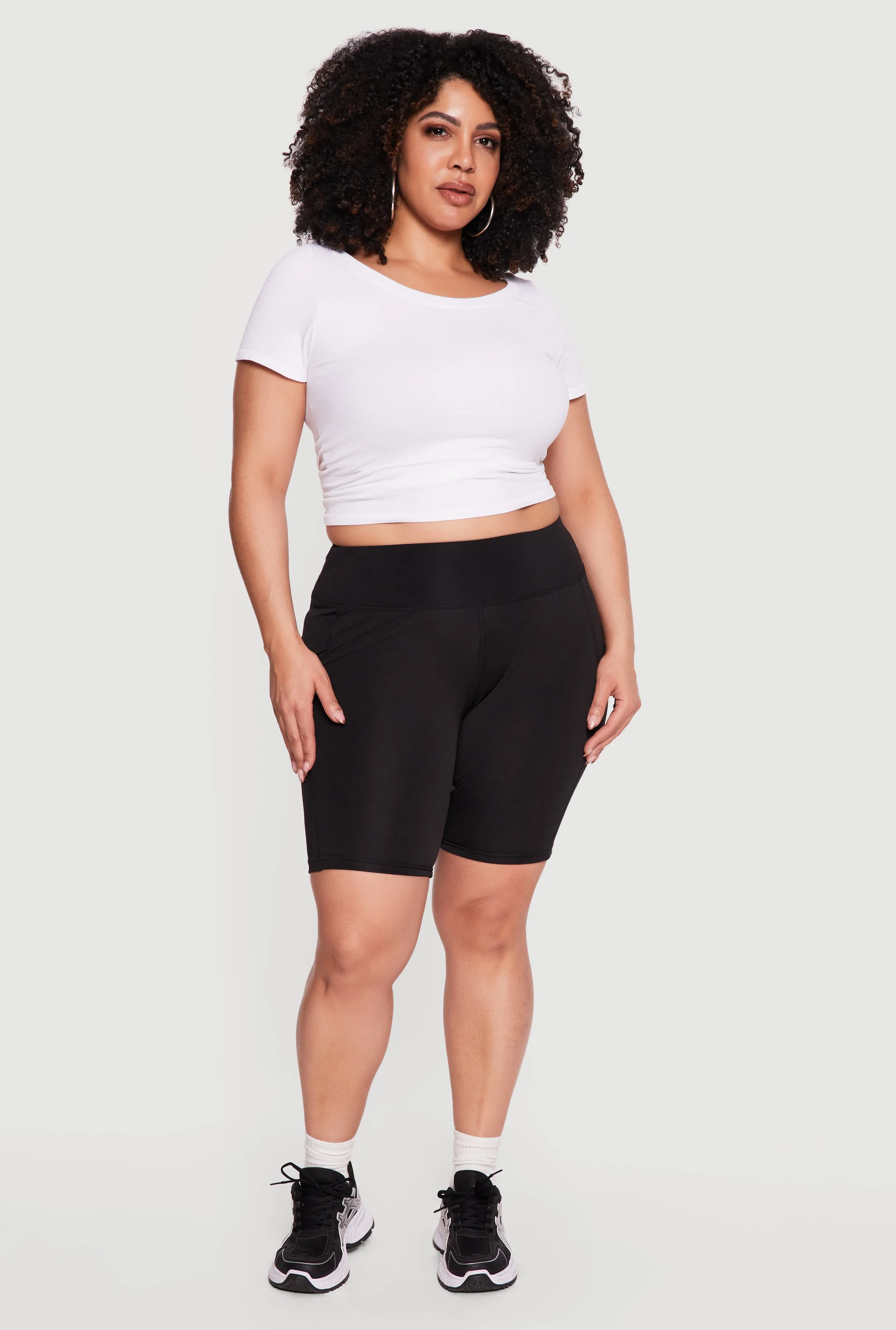 Plus Size High Waisted Side Pocket Bike Shorts sold by Rainbow