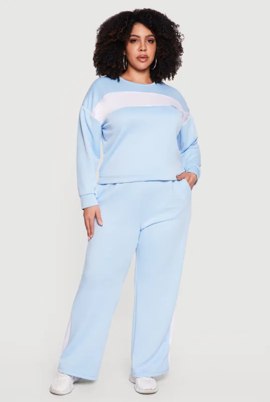 Plus Size Side Striped Pants with Zip Pockets made by Rainbow
