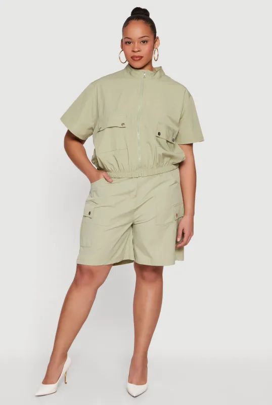 Plus Size High Waisted Cargo Shorts made by Rainbow