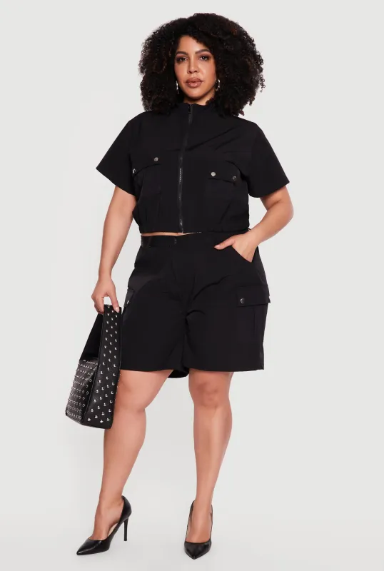 Plus Size High Waisted Cargo Shorts made by Rainbow