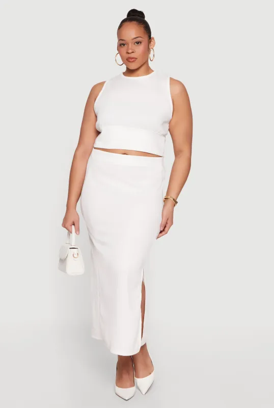 Plus Size High Neck Crop Top and Skirt 2 Piece Set made by Rainbow