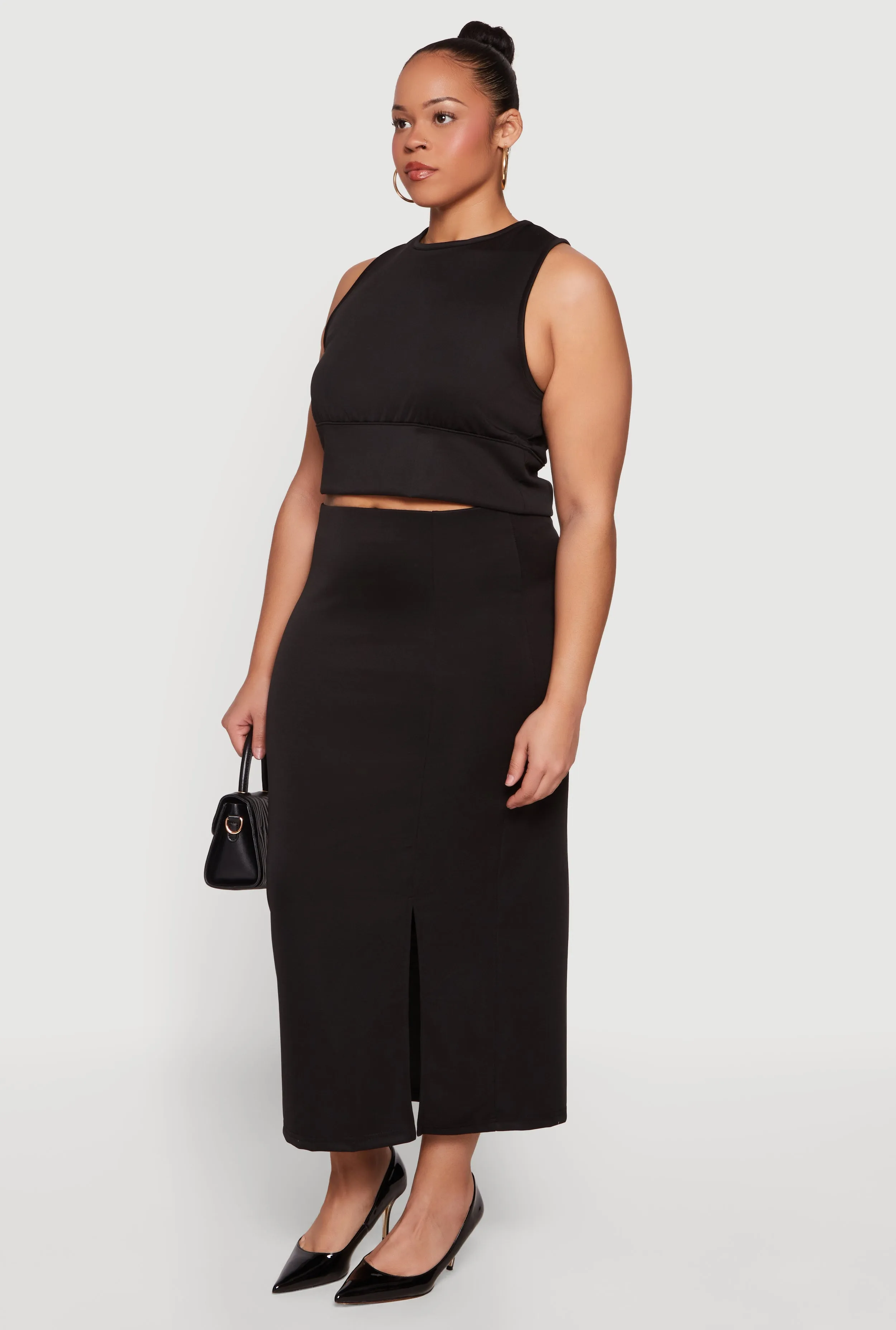 Plus Size High Neck Crop Top and Skirt 2 Piece Set sold by Rainbow product image thumbnail 2