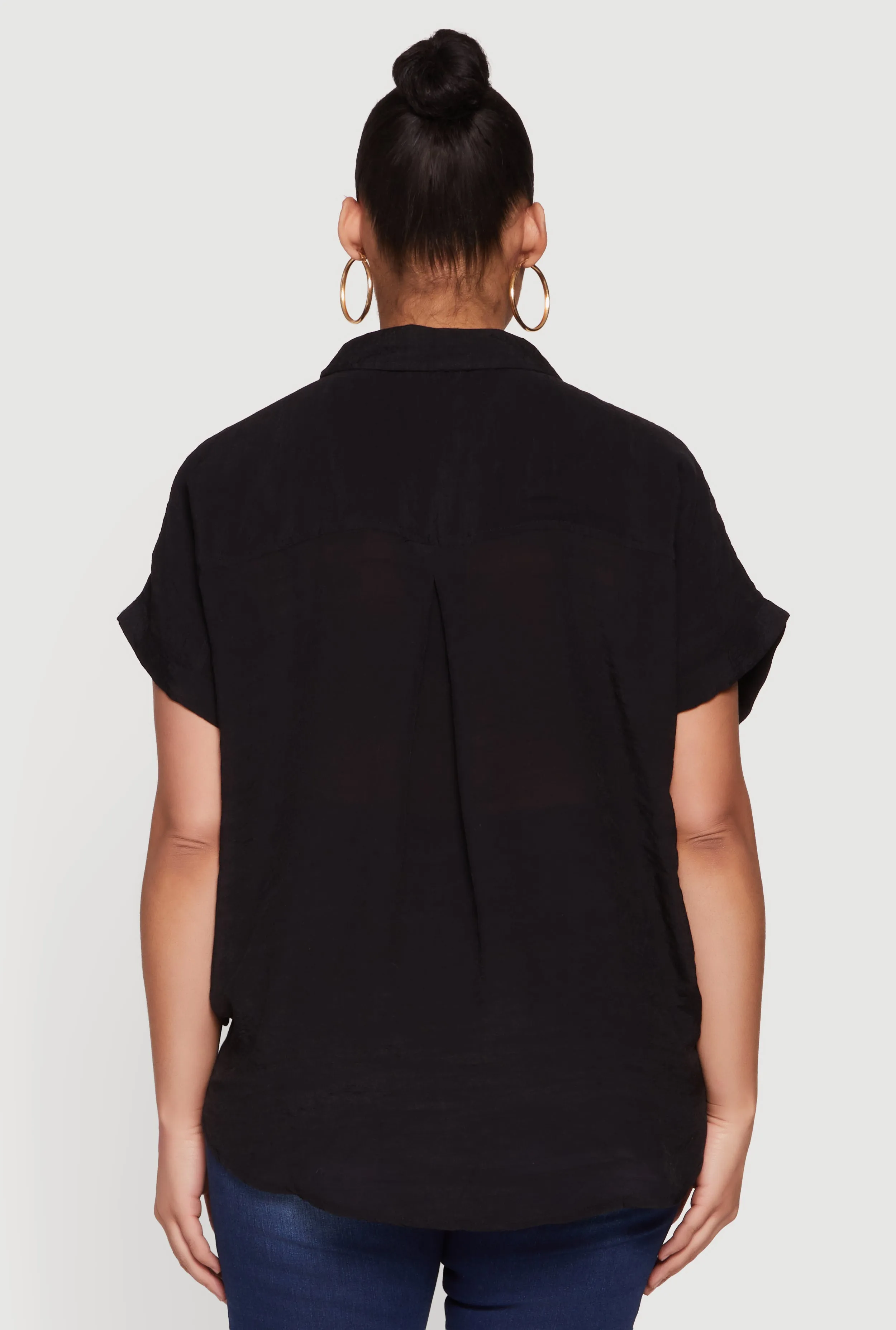 Plus Size Button Front Drawstring Waist Blouse sold by Rainbow product image thumbnail 5