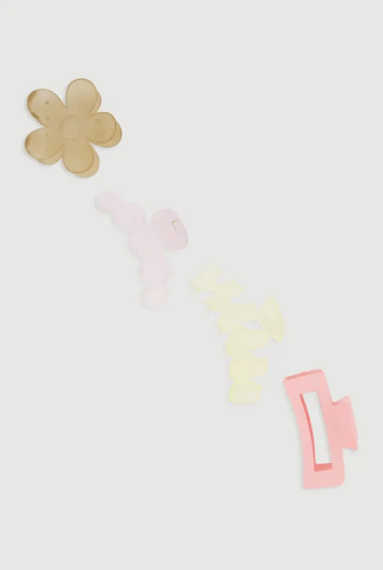 Assorted Hair Claw Clips Set of 4 made by Rainbow