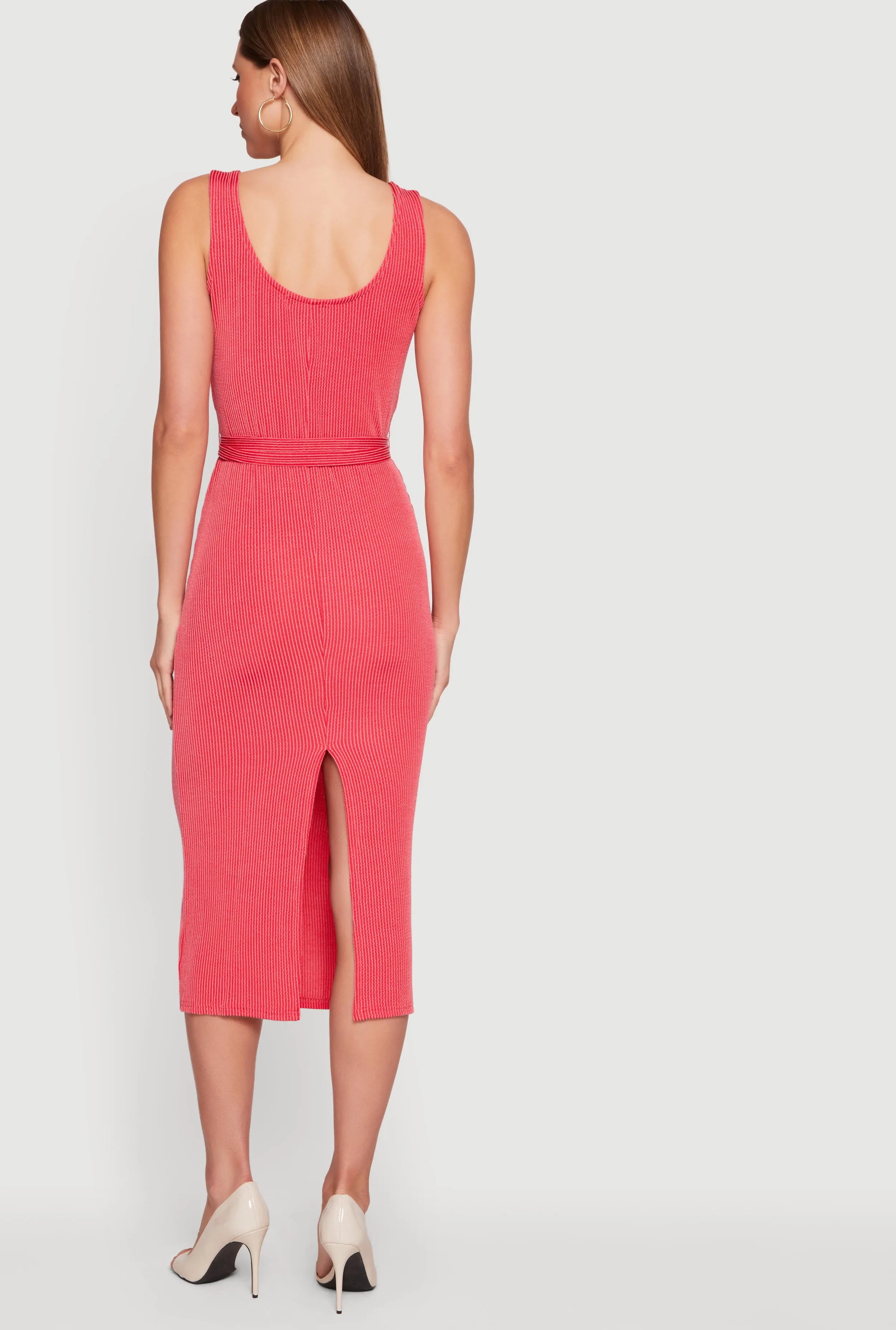Tie Waist Belted Slit Back Midi Dress sold by Rainbow product image thumbnail 3