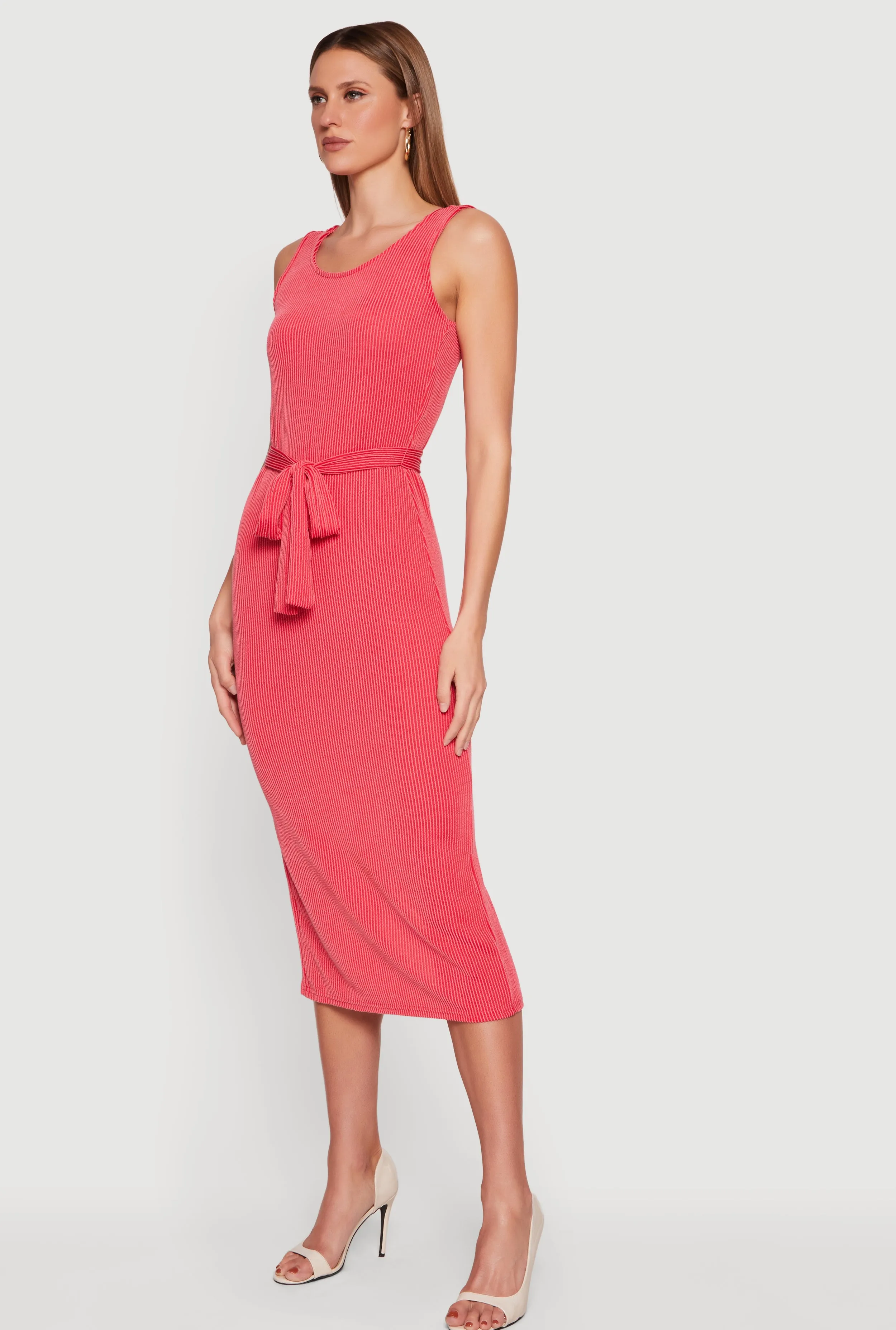Tie Waist Belted Slit Back Midi Dress sold by Rainbow product image thumbnail 2