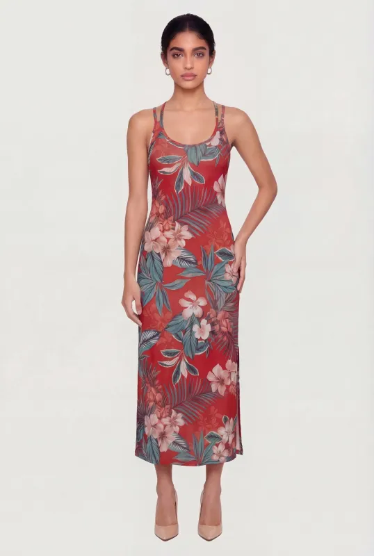 Tropical Floral Double Strap Maxi Dress made by Rainbow