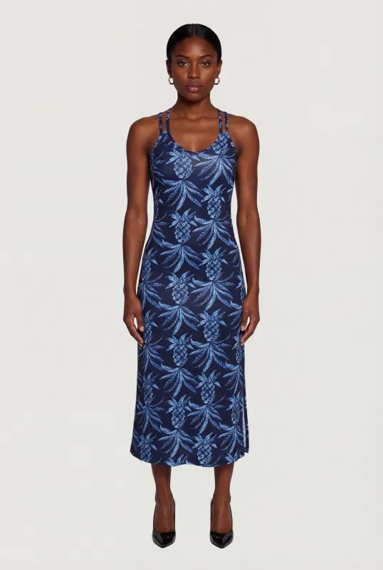 Pineapple Print Double Strap Maxi Dress made by Rainbow