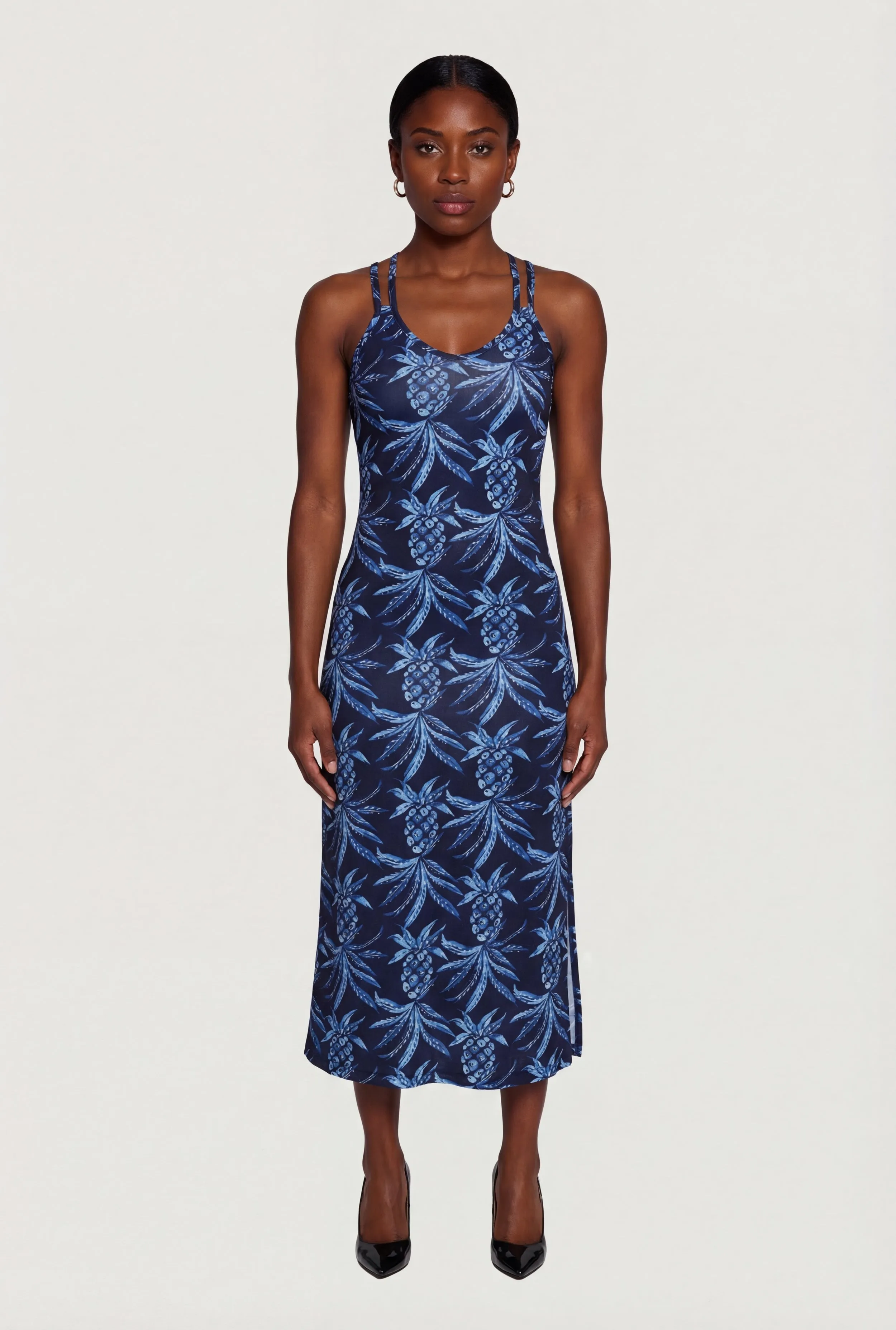Pineapple Print Double Strap Maxi Dress sold by Rainbow