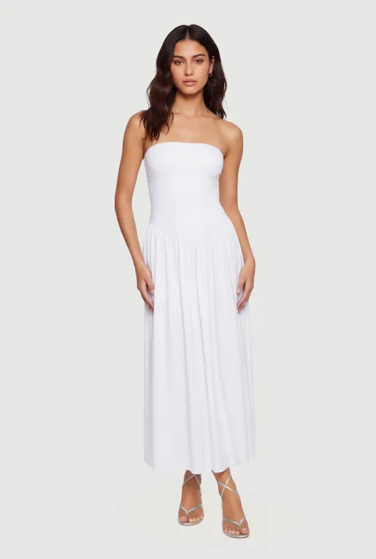 Solid Strapless Maxi Dress made by Rainbow
