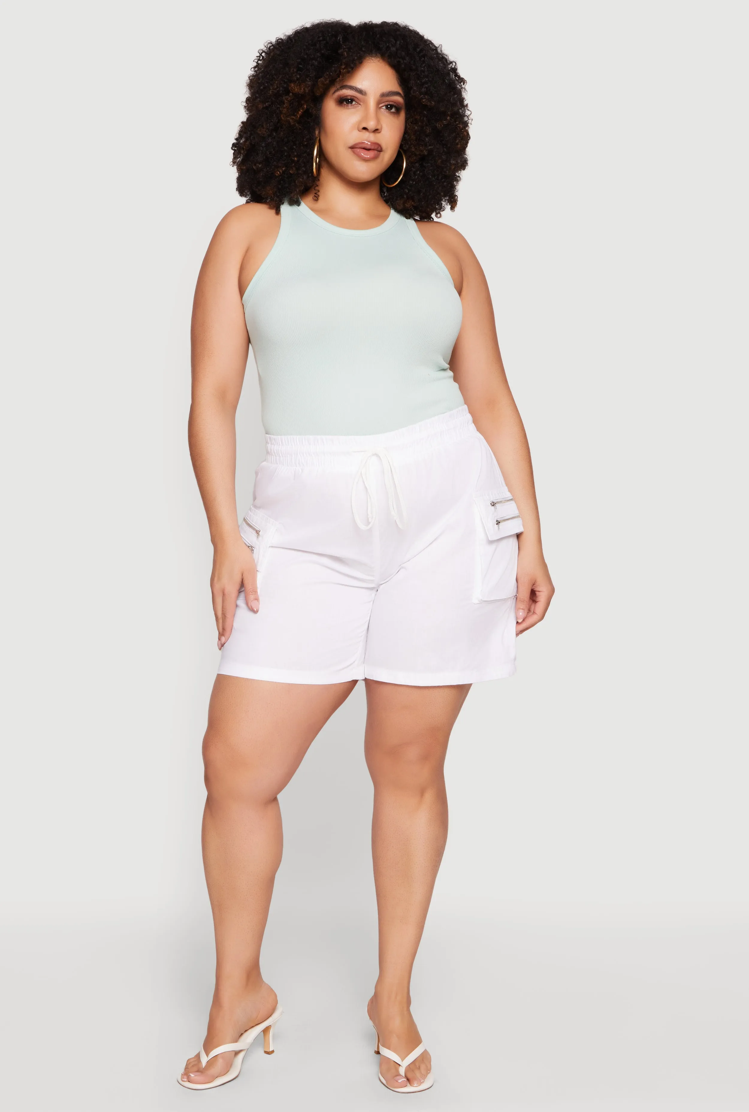 Plus Size Drawstring Waist Cargo Shorts sold by Rainbow product image thumbnail 3