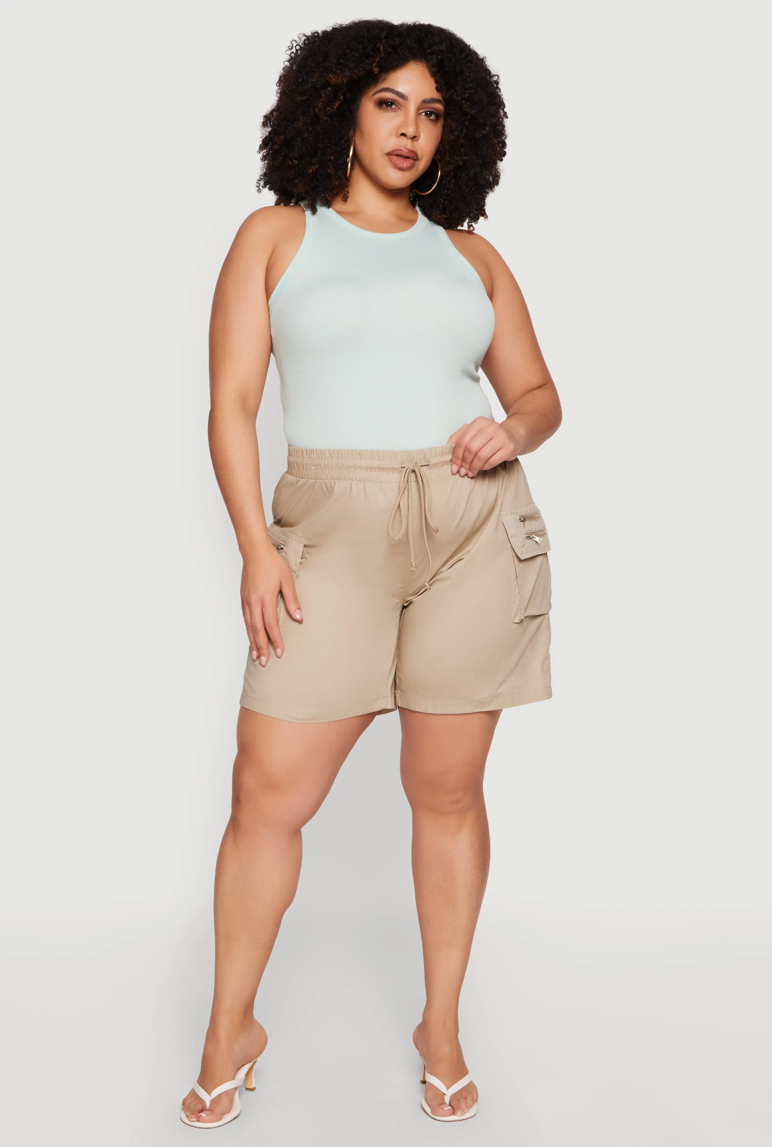 Plus Size Drawstring Waist Cargo Shorts sold by Rainbow product image thumbnail 5