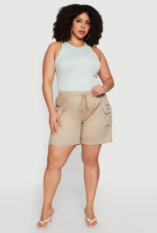 Plus Size Drawstring Waist Cargo Shorts sold by Rainbow