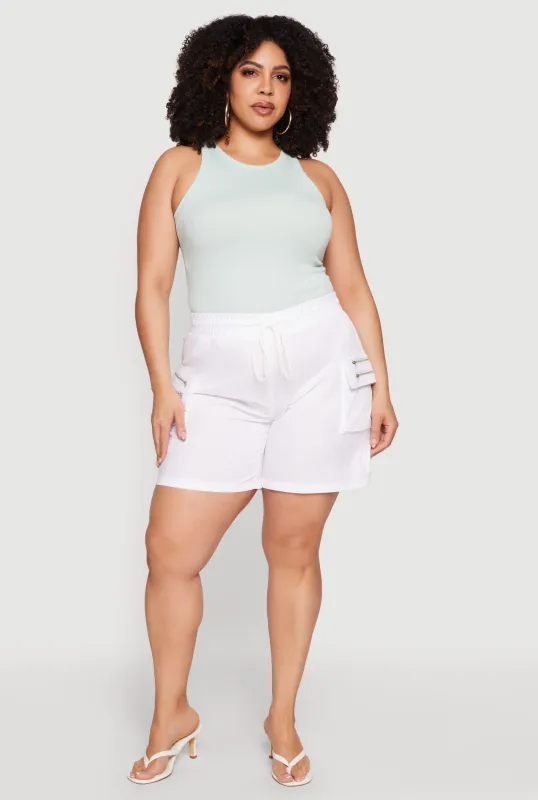 Plus Size Drawstring Waist Cargo Shorts made by Rainbow