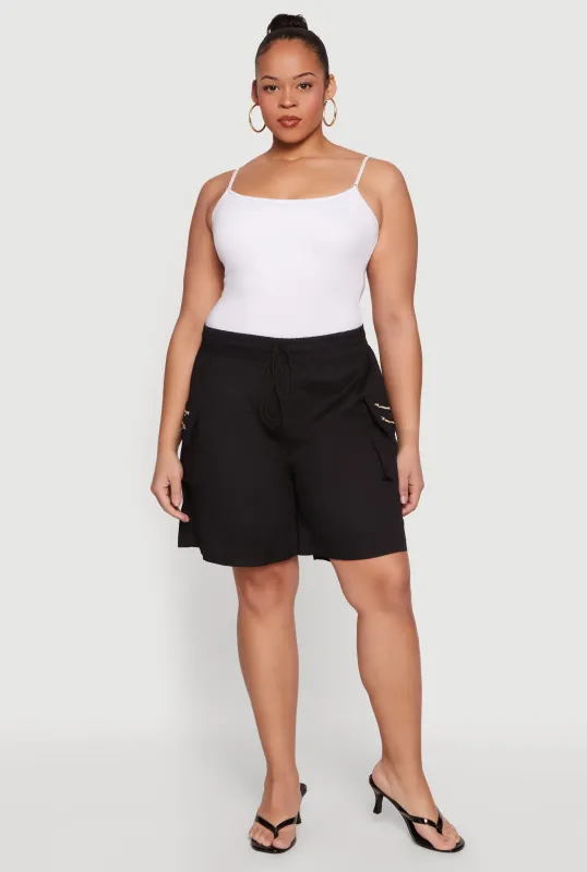 Plus Size Drawstring Waist Cargo Shorts made by Rainbow