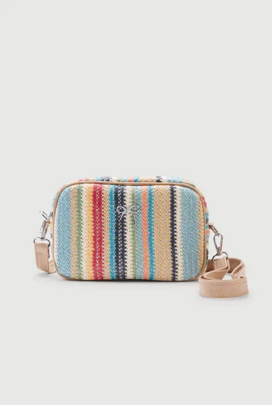 Striped Raffia Convertible Clutch made by Rainbow