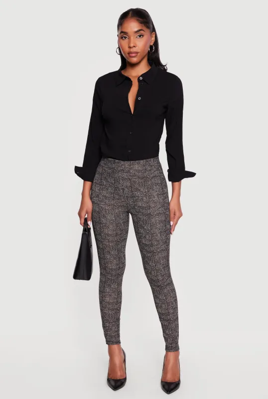 Plaid Pintuck Detail Dress Pants made by Rainbow