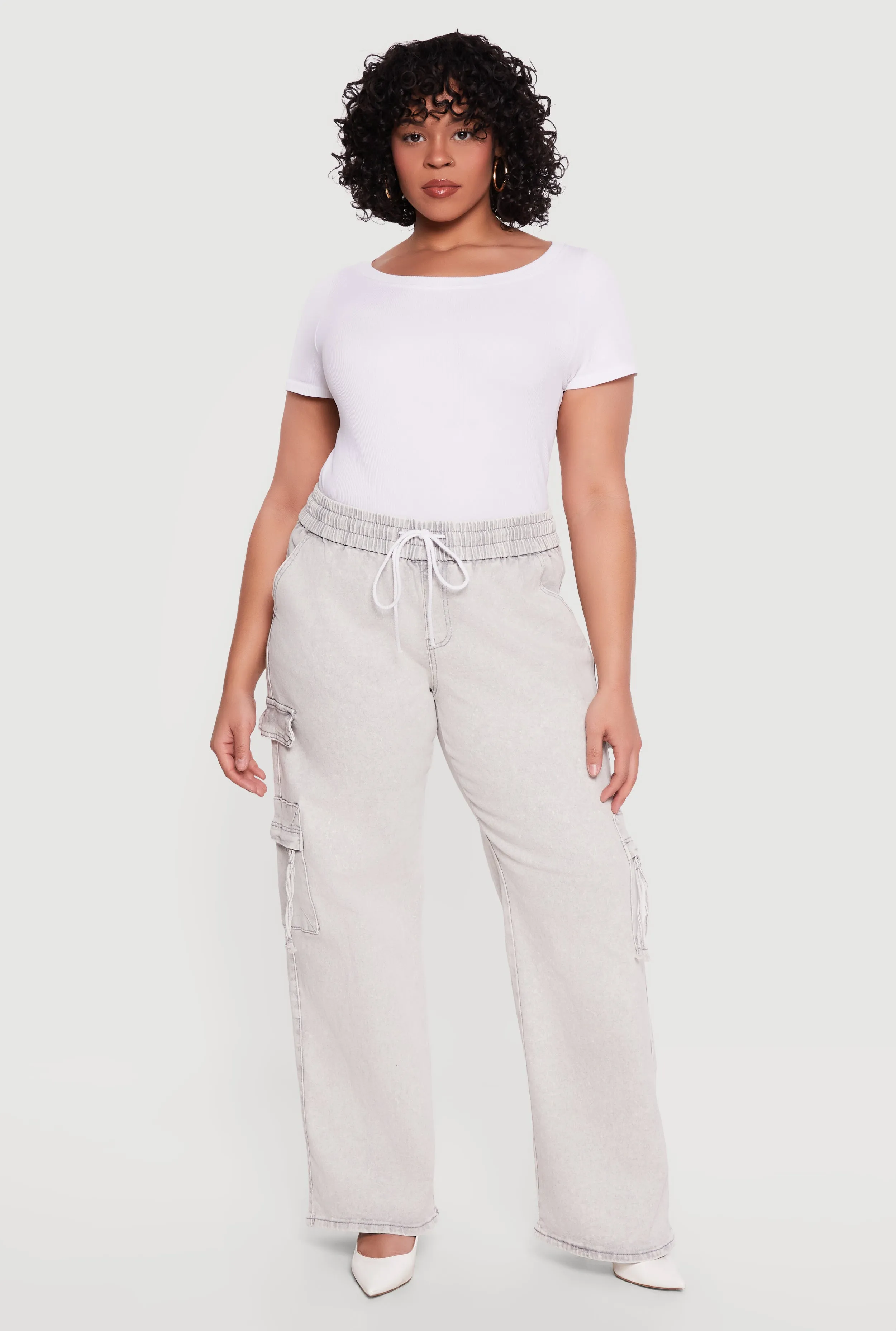 Plus Size VIP Pull On Wide Leg Cargo Jeans sold by Rainbow product image thumbnail 2