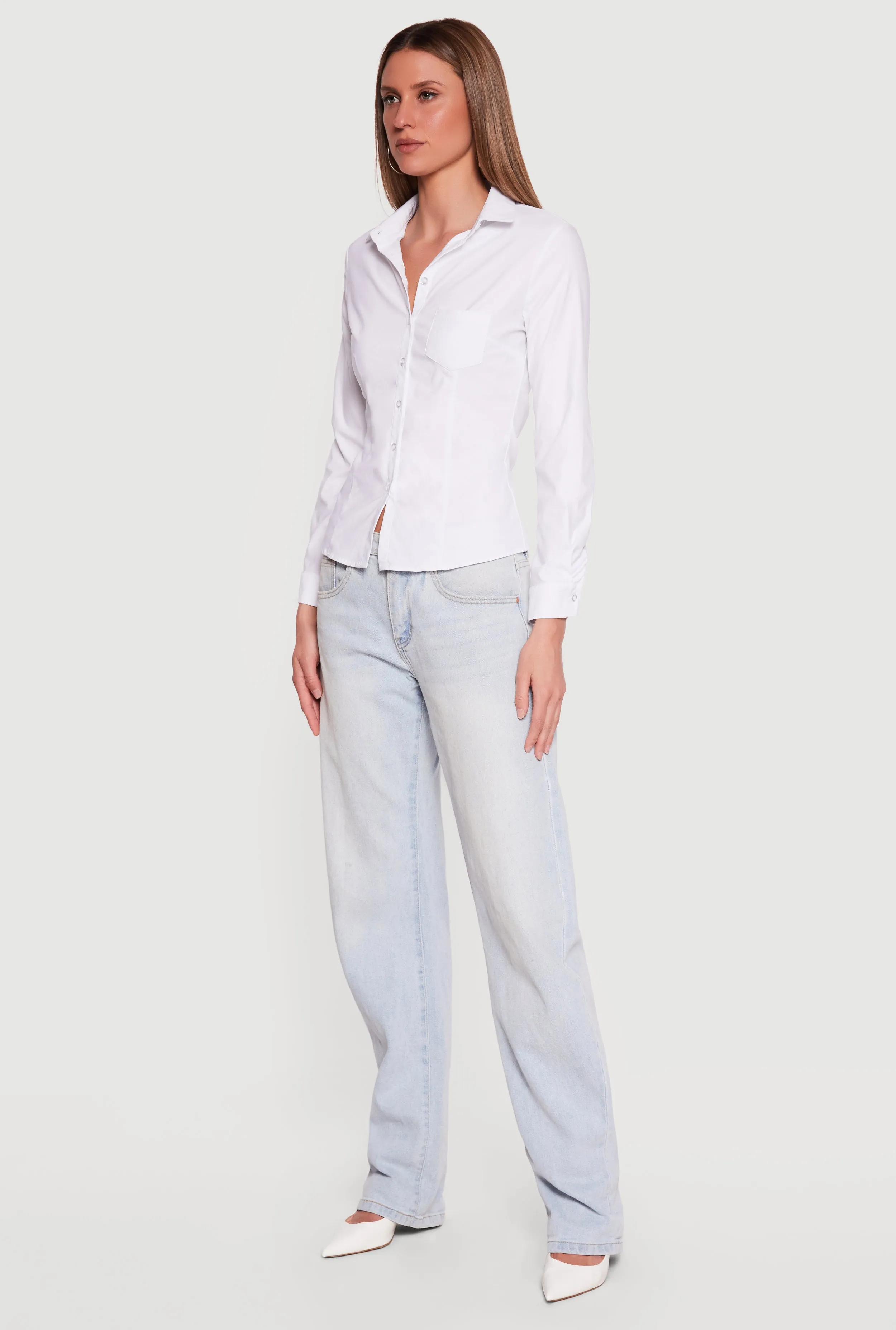 Long Sleeve Collared Button Front Shirt sold by Rainbow product image thumbnail 3