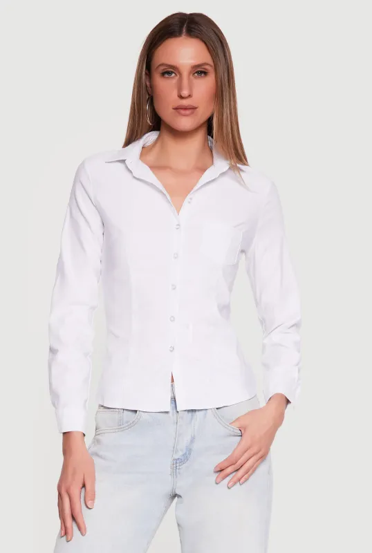 Long Sleeve Collared Button Front Shirt made by Rainbow