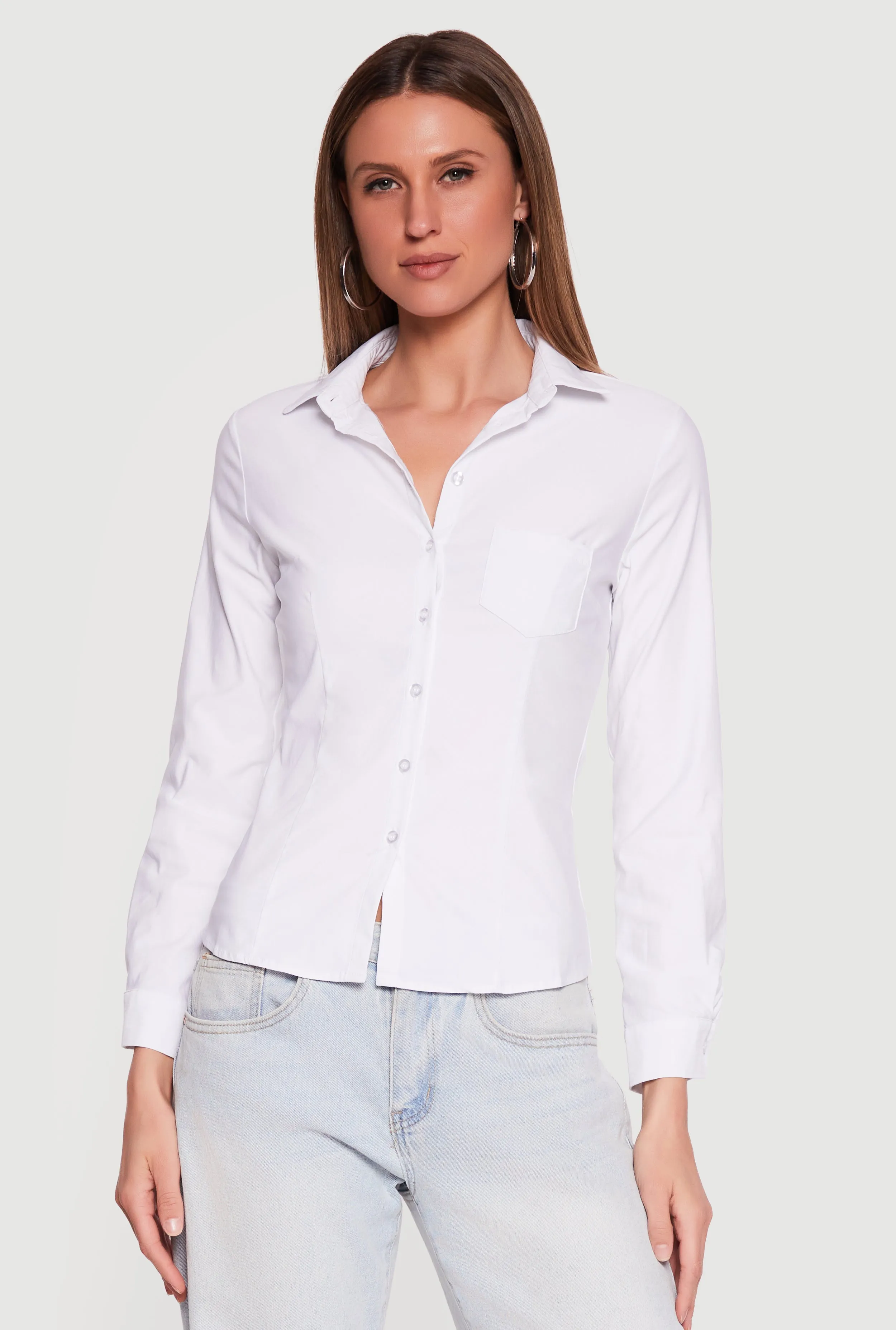 Long Sleeve Collared Button Front Shirt sold by Rainbow product image thumbnail 2